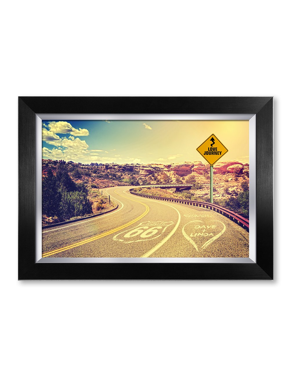 Ipic - Love Journey Personalized Framed Artwork For Romantic Anniversary And Wedding Gifts; Picture Size: 18X12, Framed Size: 21