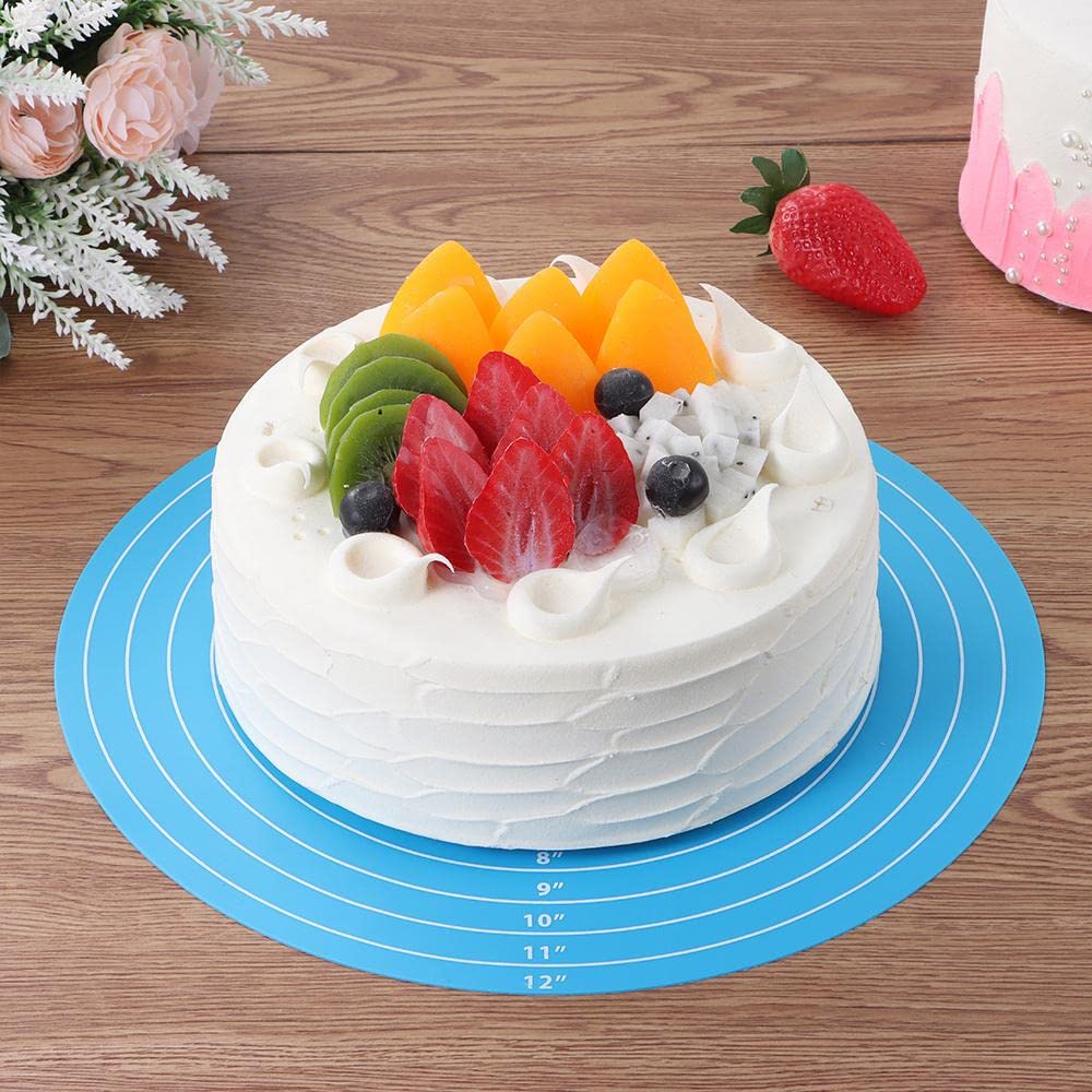 Silicone Baking Mat, With Measurements 12Inch Cake Turntable Pad For Cake With Size Scale Non-Stick High Temperature Resistant B