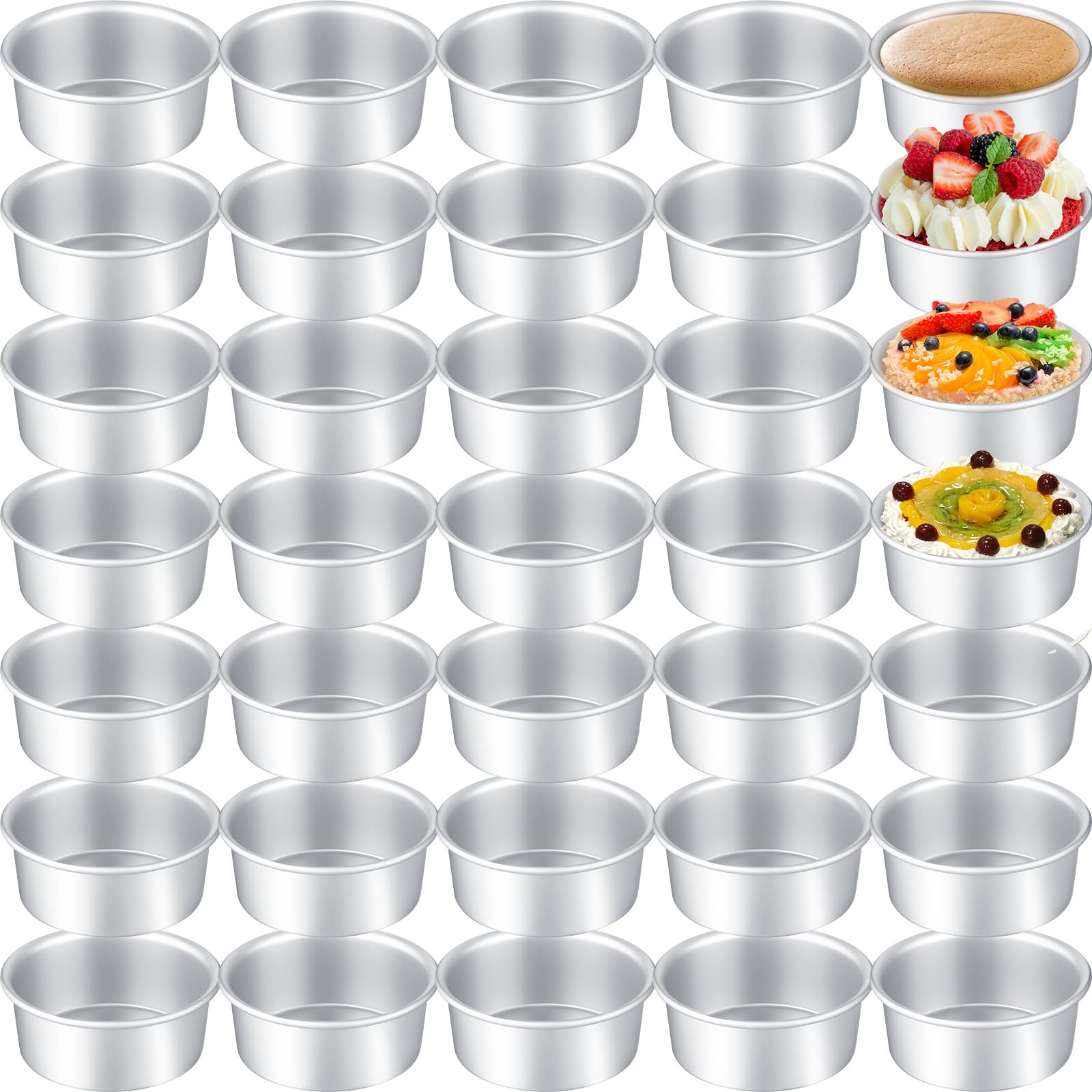 Domensi 40 Pack Small 4in Cake Pan Aluminum Round Cake Baking Pans Tins Set