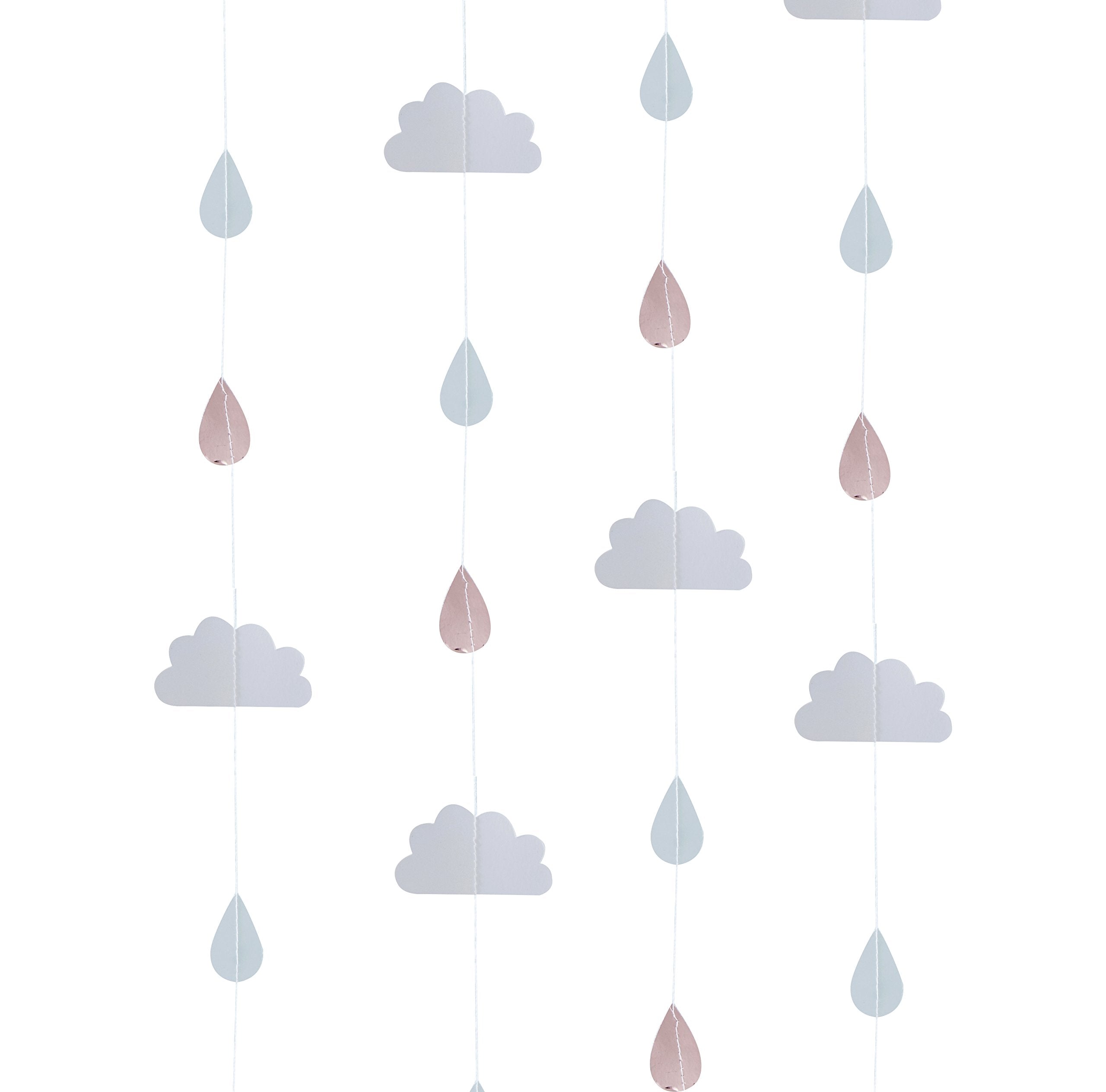 Ginger Ray Rose Gold & Clouds Backdrop Hanging Decoration Garland For Baby Showers - Hello World