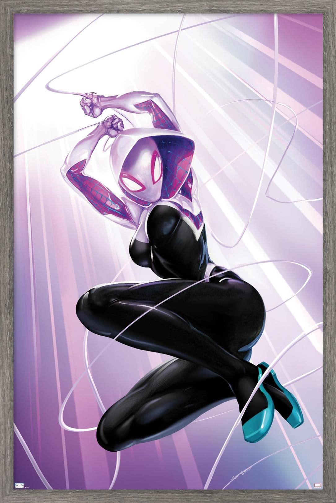 Trends International Marvel Comics - Ghost Spider - Ghost Spider #1 Wall Poster, 14.72'' X 22.37'', Barnwood Framed Version
