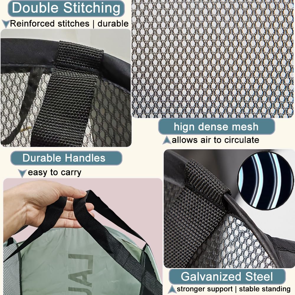 Aplter Collapsible Mesh Pop Up Laundry Hamper 2Pack Foldable Laundry Basket For Clothing, Stuffed Animals, Towels, For Kids Room