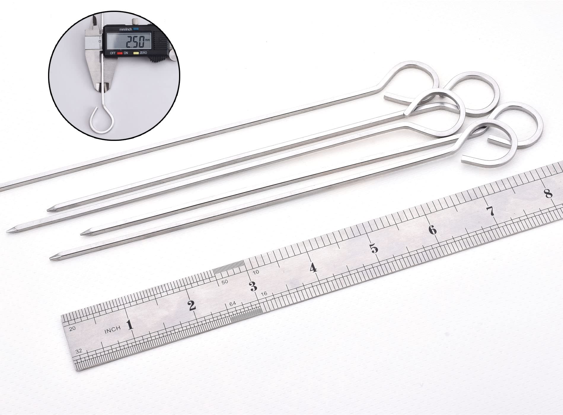 8 Inch Barbecue Skewers Square Metal Bbq Sticks,Honshen 12Pack Stainless Steel Skewer,Kebob,Kabob Sets For Grill Outings Cooking