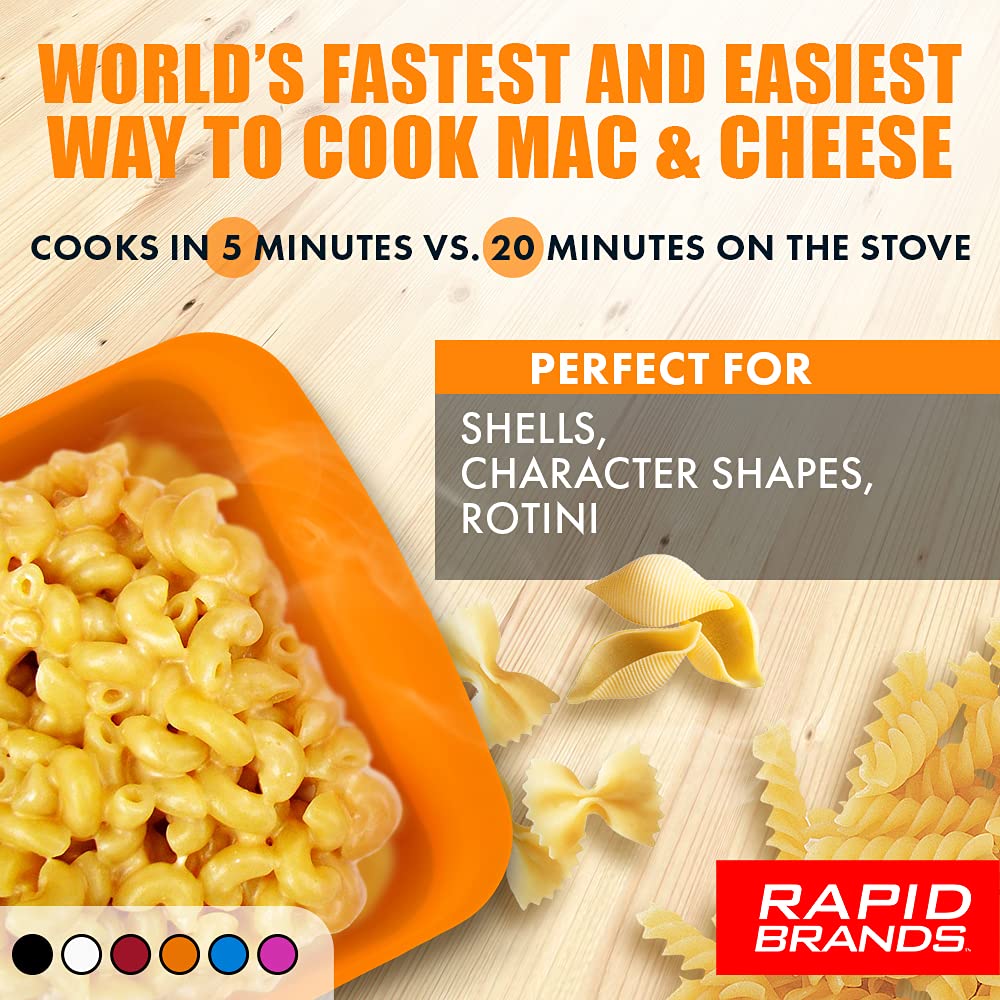 Rapid Mac Cooker  Microwave Macaroni & Cheese in 5 Minutes  Perfect for Dorm  Small Kitchen or Office  Dishwasher-Safe  Microwaveable  BPA-Free (Blue & Orange  2-Pack)