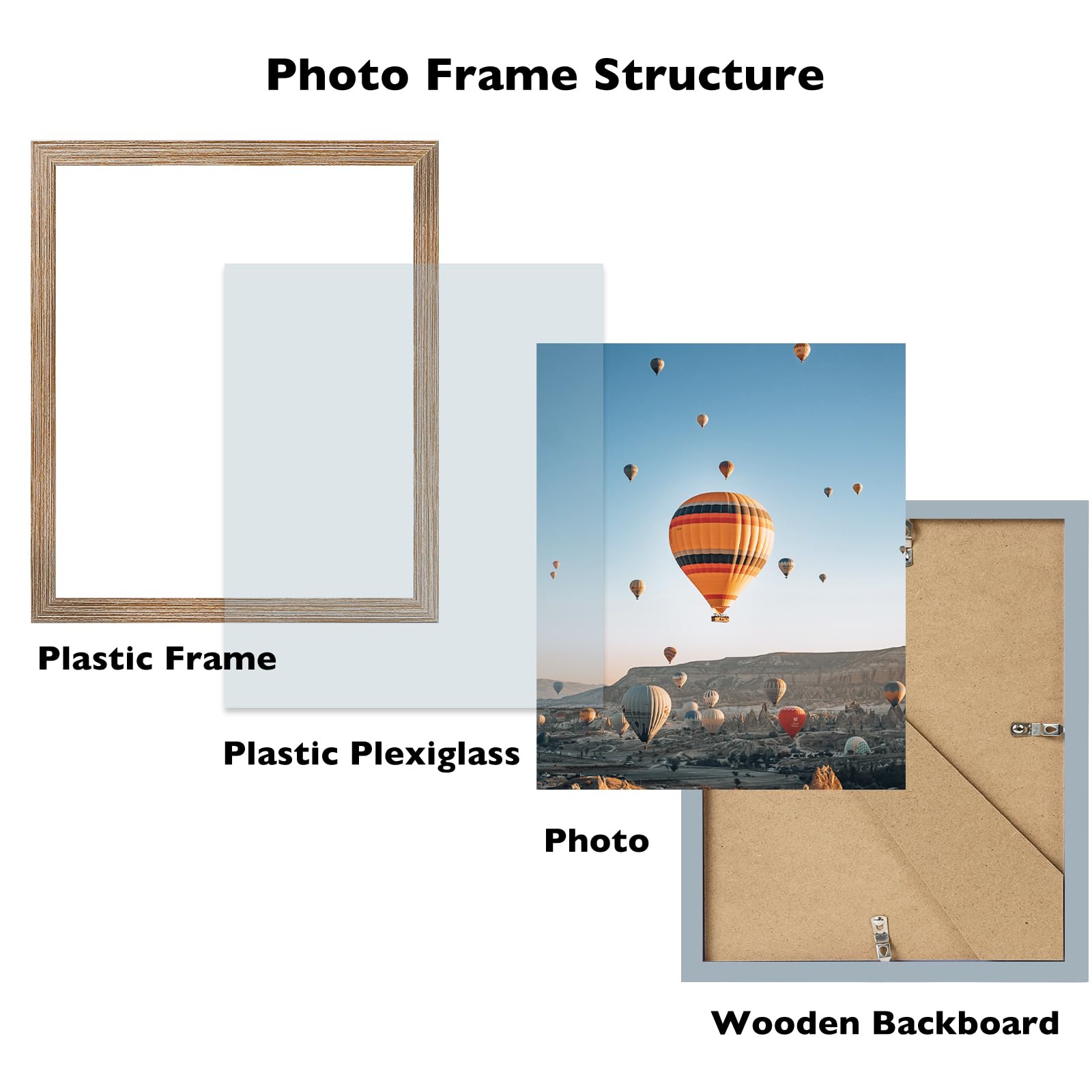 8x9 Picture Frame Rustic Brown for Wall Hanging or Tabletop, Wall Mounting Horizontally or Vertically, 8 x 9 Wall Gallery Poster