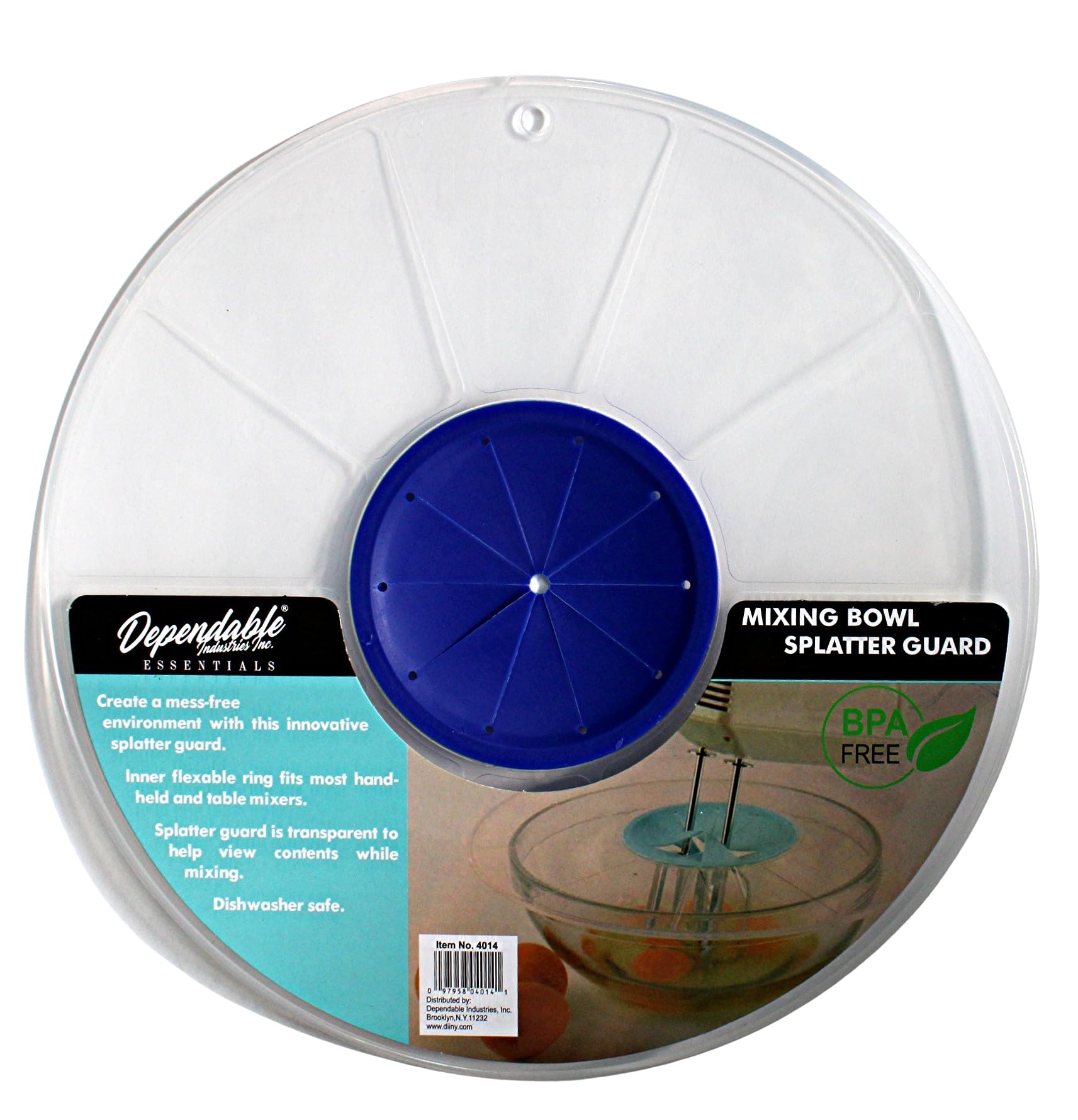Dependable Industries inc. Essentials 12'' Mixing Bowl Splatter Guard BPA FREE Fits Most Hand and Electric Mixers (1)