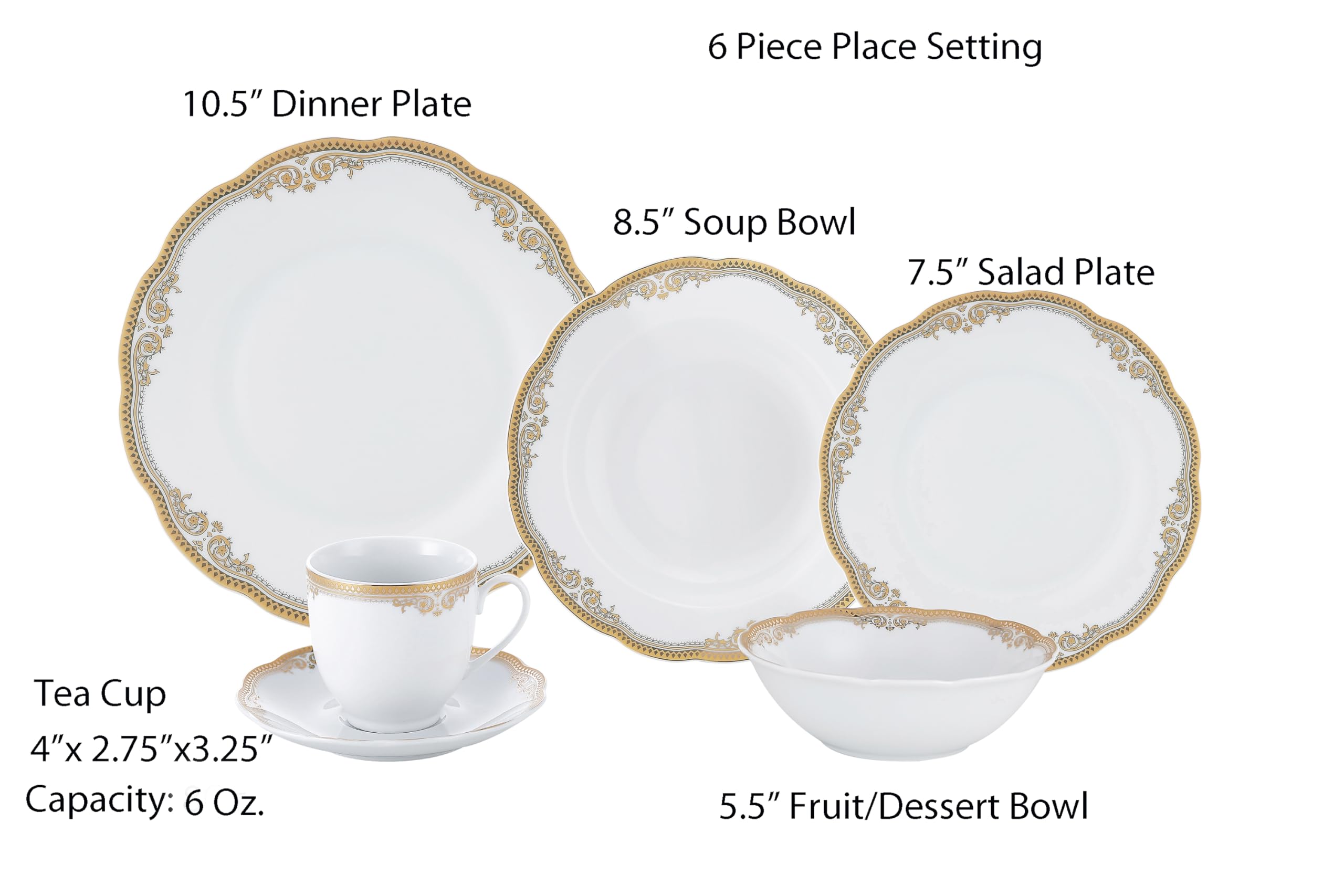Lorenzo Import Catherine 57-Piece Wavy Porcelain Dinnerware Set