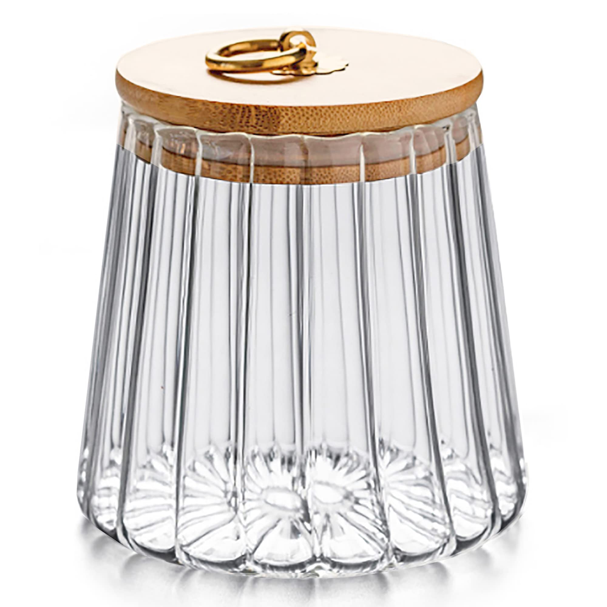 Glass Coffee Nuts Canister Airtight Storage Jar Petal Decorative Container With Bamboo Lid Metal Handle Easy To Grasp 1600Ml, 54