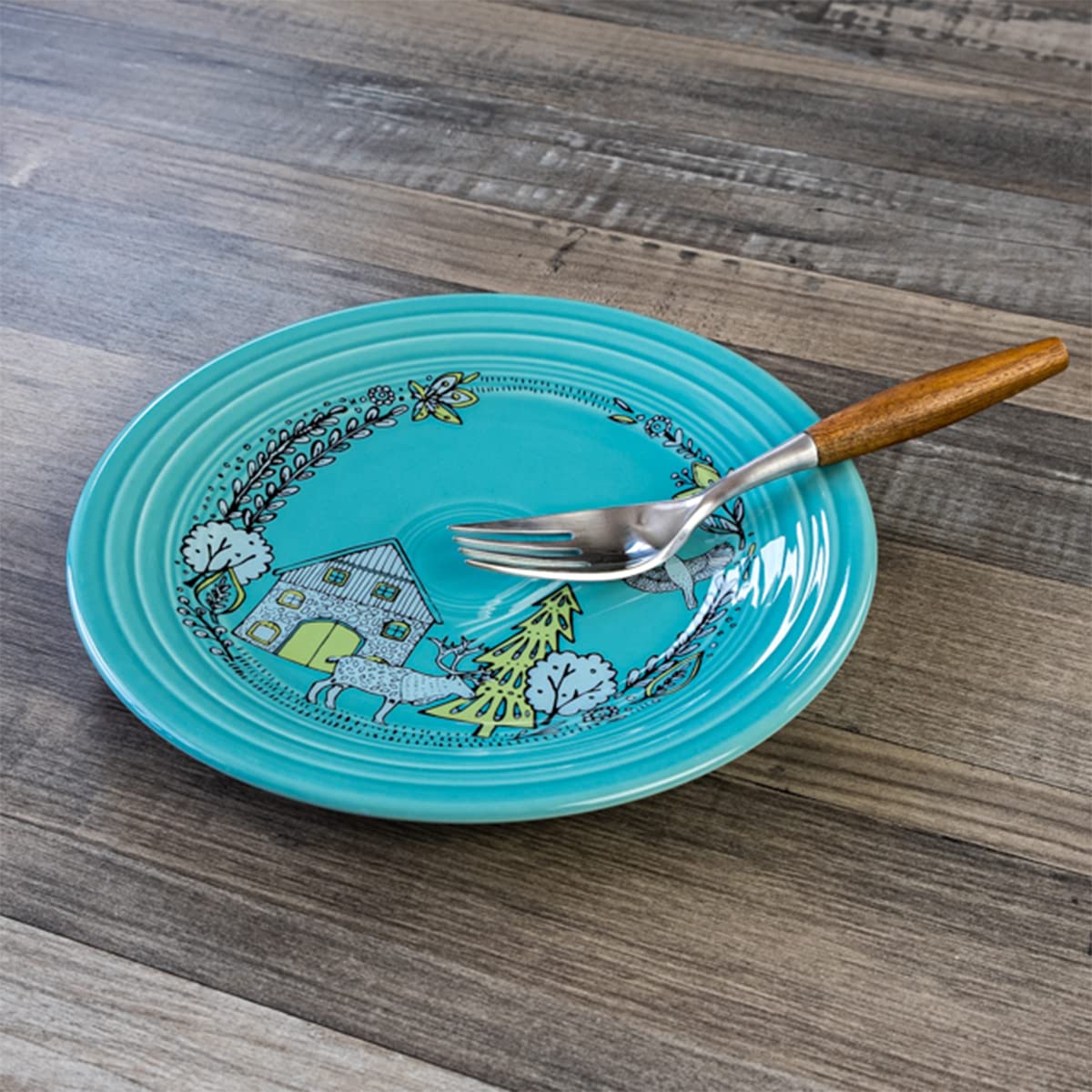 Fiesta 9'' Round Luncheon Plate | Nordic Woodland (Turquoise)
