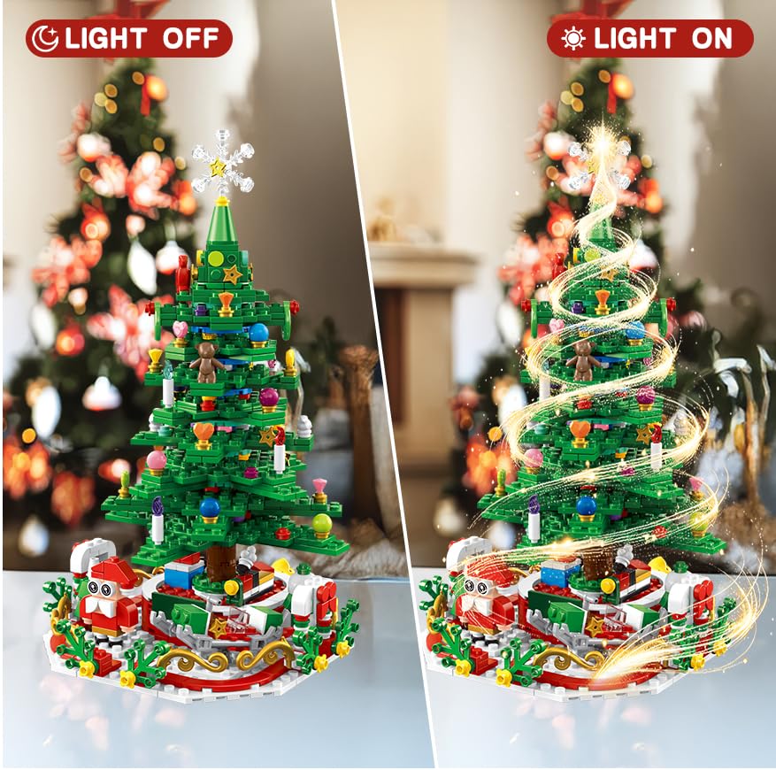 Advent Calendar 2025 Christmas Tree Building Blocks Set, 24 Days Christmas Countdown Building Block Kit, 24 IN 1 Christmas Build