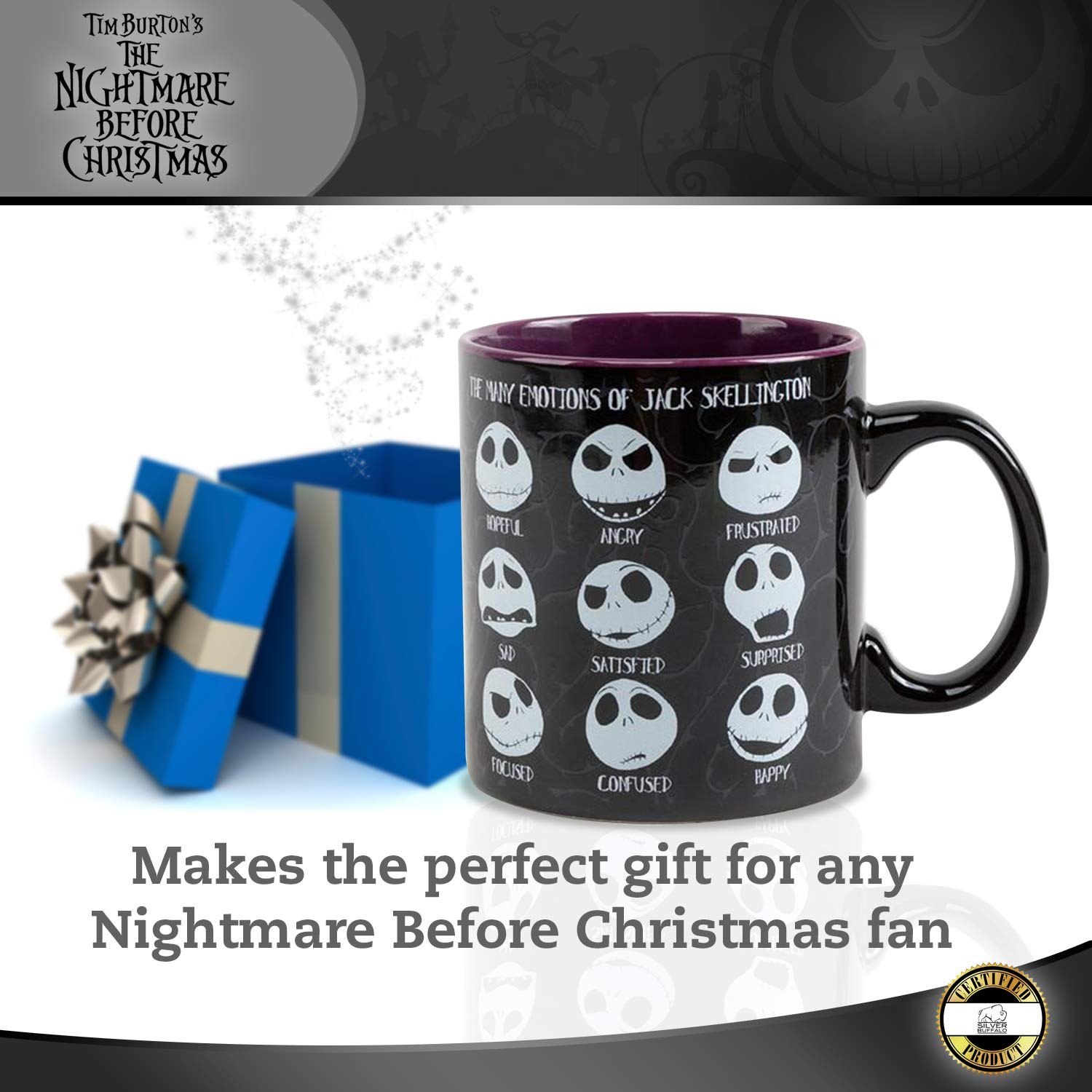 Silver Buffalo Disney Nightmare Before Christmas Jack Emotions Ceramic Mug, 20 Ounces