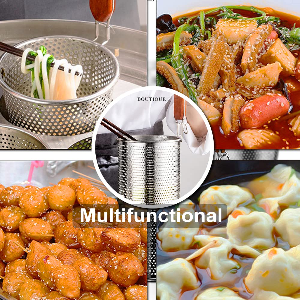 Tenta Kitchen Micro-Perforated Stainless Steel Pasta Basket Mesh Spider Food Dumpling Noodle Strainer,Fine Mesh Skimmer Kitchen