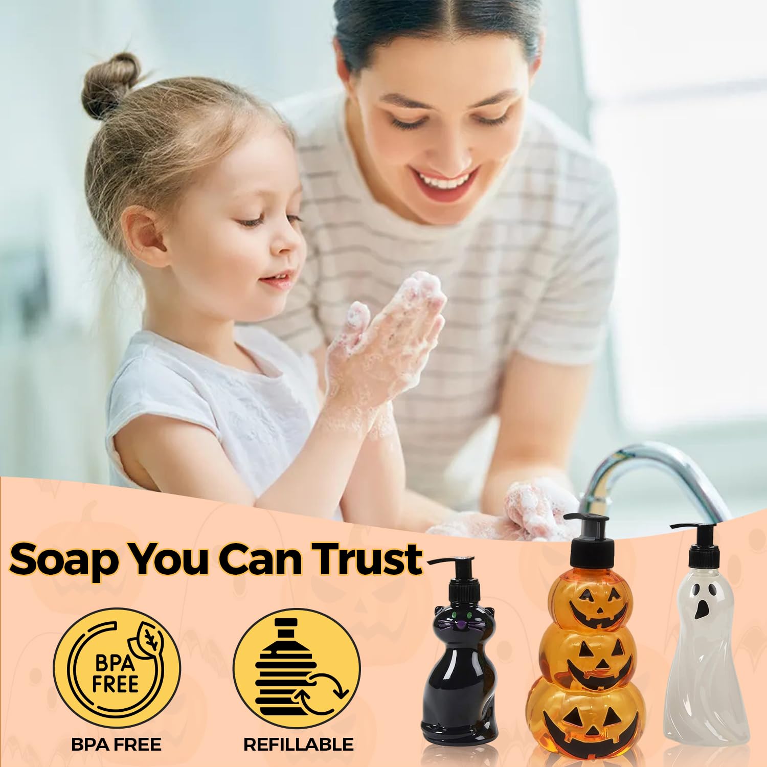 Simple Pleasures Fun Shaped Bottle With Scented Liquid Soap - Plastic Decorative Hand Pump Refillable Soap Dispenser For Kitchen
