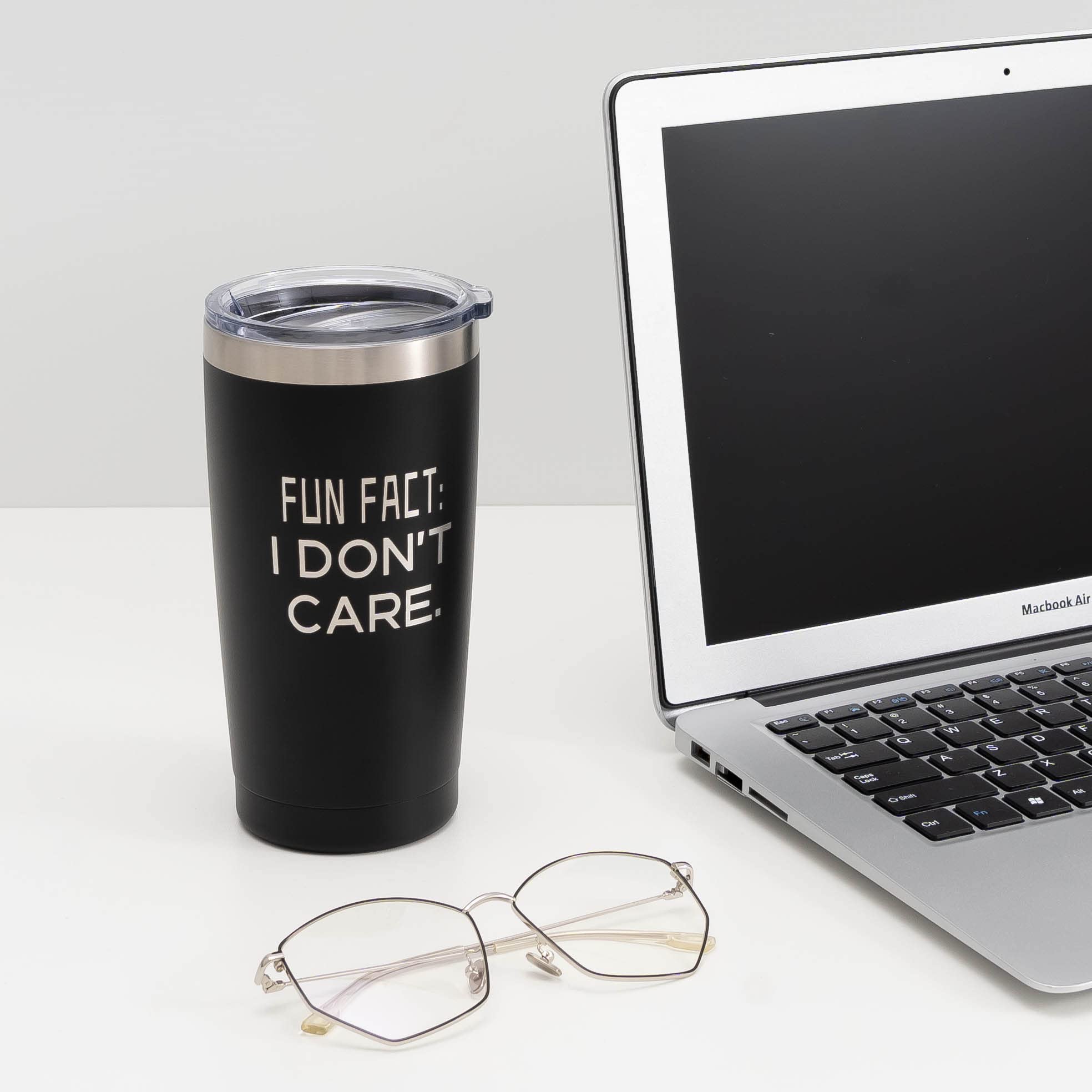 Fun Fact I Don'T Care Coffee Mug - Sarcasm Sarcastic Humorous Very Funny Saying Engraved Tumbler - Birthday Fathers Day Men Gift