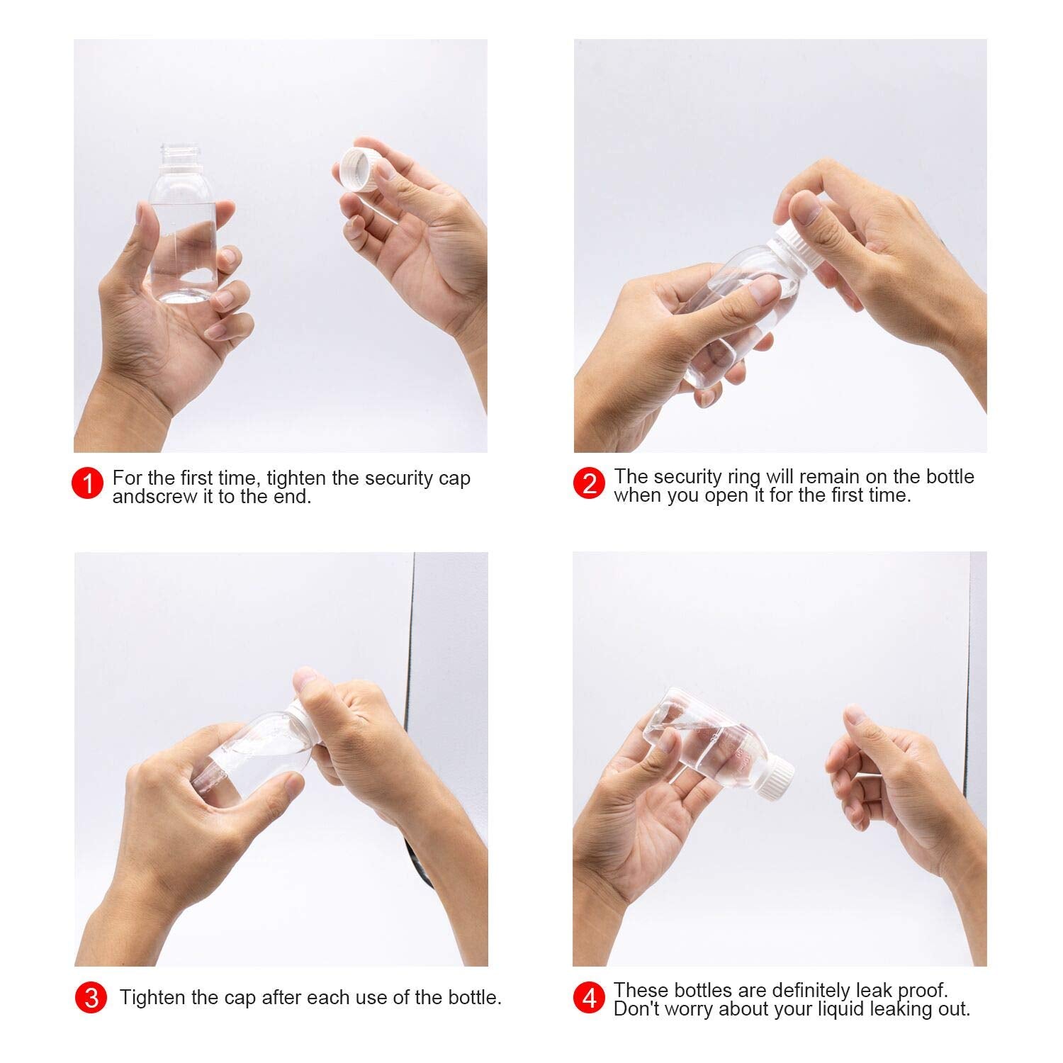 Trendbox Pack Of 5-100Ml Clear Empty Pet Mini Storage 100Ml/100G/100Cc Bottles Hard Plastic Durable Turn Screw Cover Cap Round F