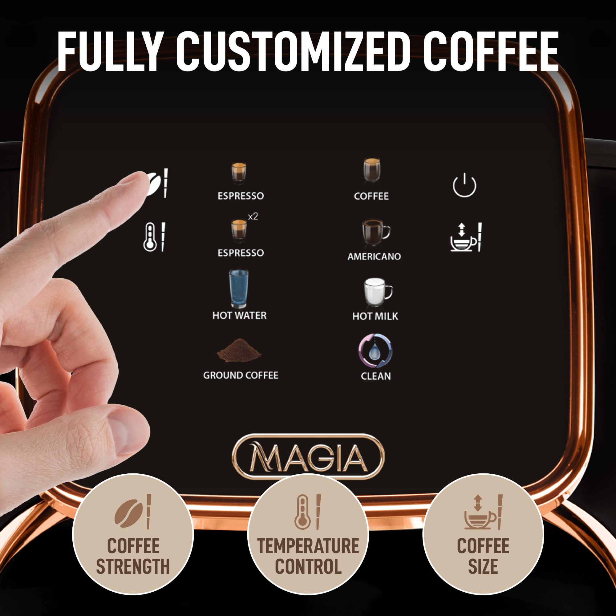 Zulay Kitchen Magia Clasica - Fully Automatic Espresso Machine With Grinder - Touch Screen Coffee Maker With One-Touch Operation