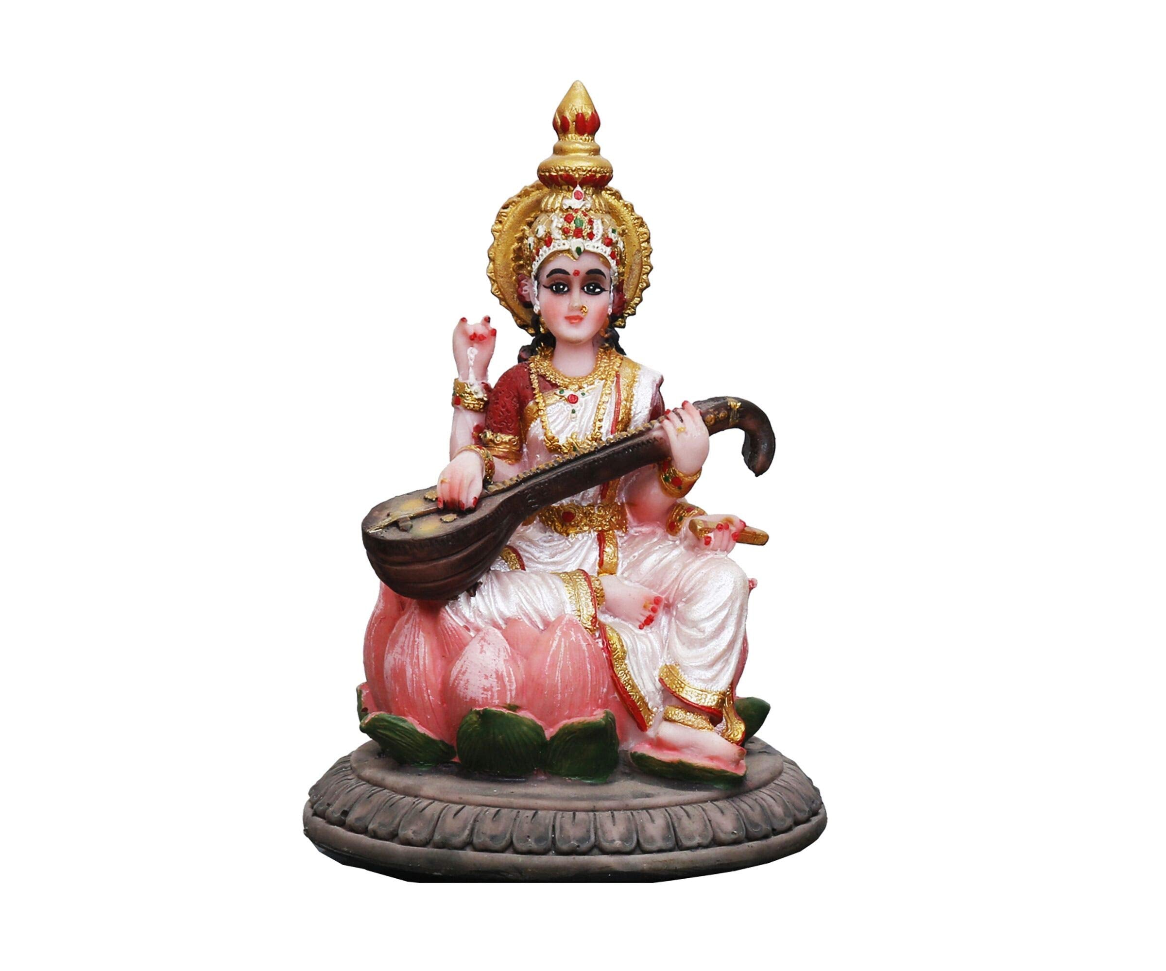 Sri Krishna Culture-Lakshmi, Ganesh And Saraswati Ji Murti Combo-Height-5.5-Hindu God/Goddess Idol