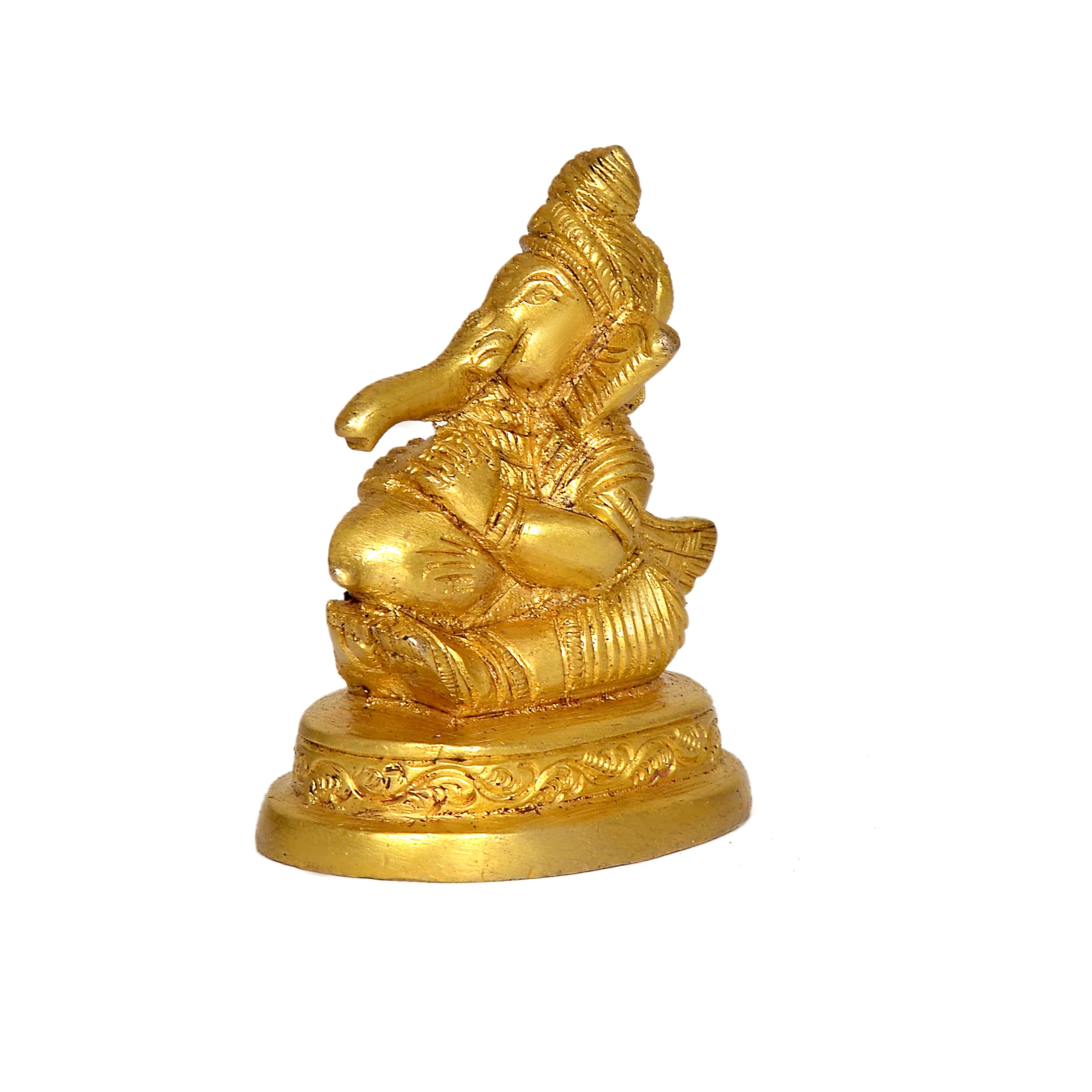 Dattatreya Brass Lord Ganesha Idol Statue Ganesh Decorative Sculpture For Home Office Temple Gift Item Showpiece Golden Height 3