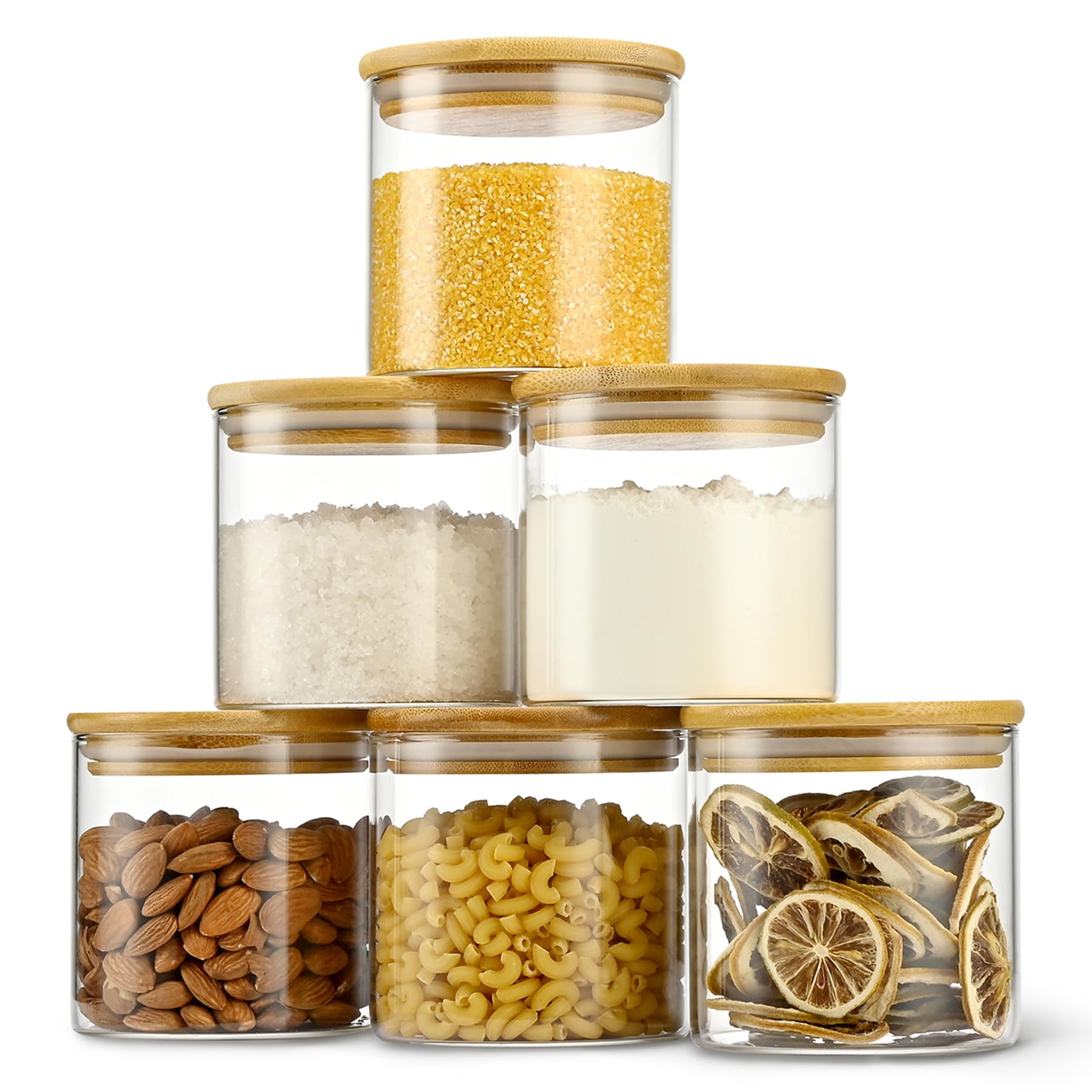 D2scrma 22oz/0.7Qt/650ml Round Glass Storage Containers with Lids 6Pack