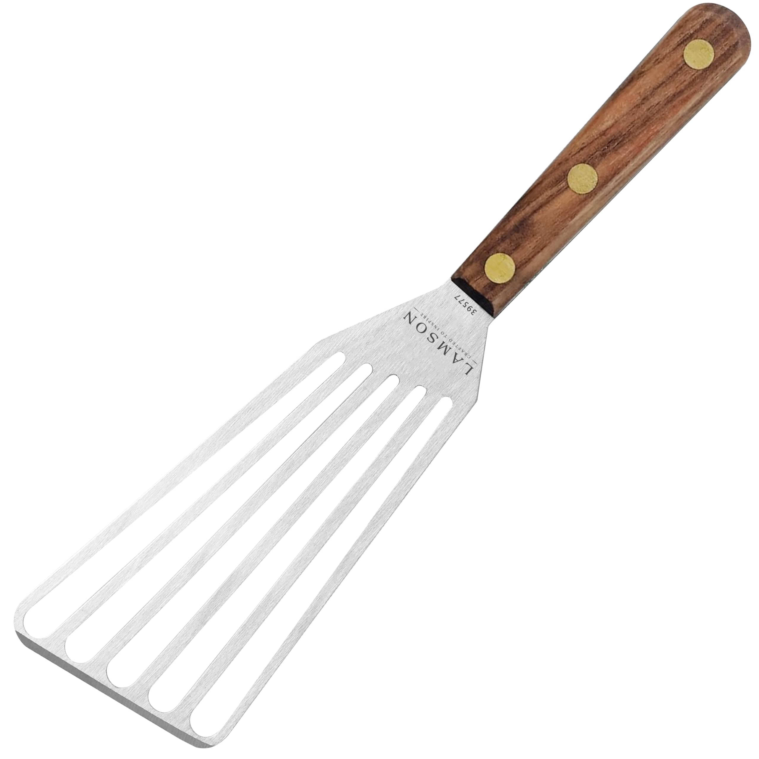 Lamson 3 x 6 Chefs Slotted Turner with Walnut Handle - Right-Hand