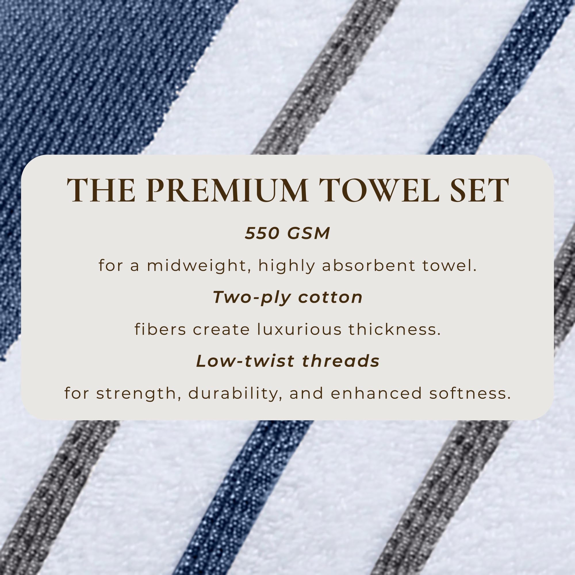 Great Bay Home Cotton Striped Bath Towels, Luxury 6 Piece Set - 2 Bath Towels, 2 Hand Towels And 2 Washcloths Highly Absorbent Q