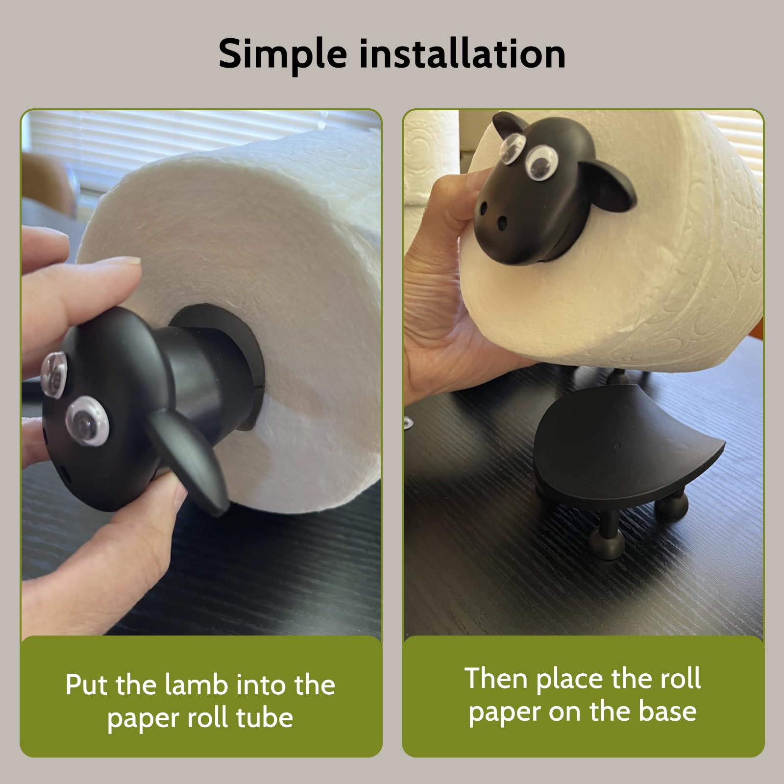 Sheep Toilet Roll Holder: Tissue Paper Roll Storage Stand - 3D Printed Black Sheep Loo Roll Holder - Toilet Paper Holder Bathroo