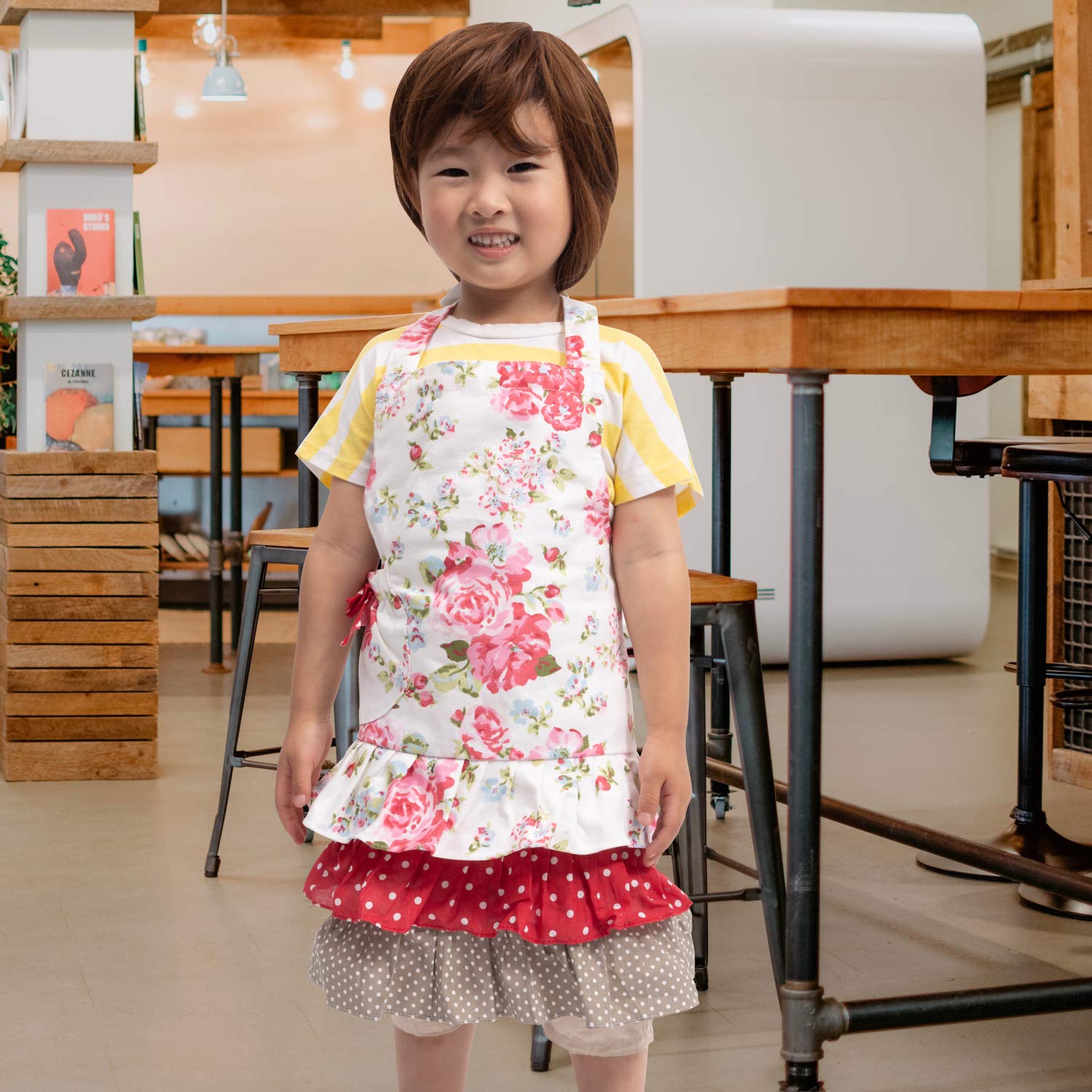 Neoviva Children Kitchen Aprons For Girls With Pocket For Matching Mother And Daughter Apron Set, Style Doris, Floral Lollipop R