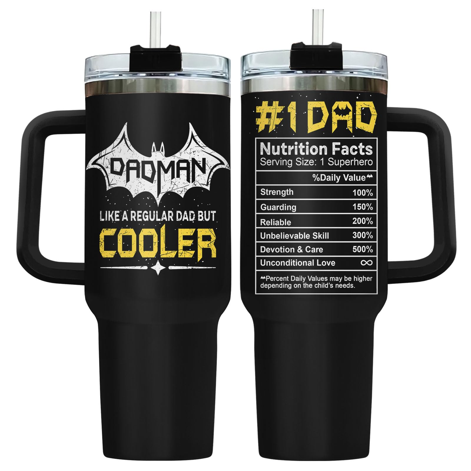 34HD Fathers Day Gift for Dad Tumbler 40oz, Cool Dadman Travel Mug, Funny Superhero Dad Birthday Gifts from Daughter Son Wife, C