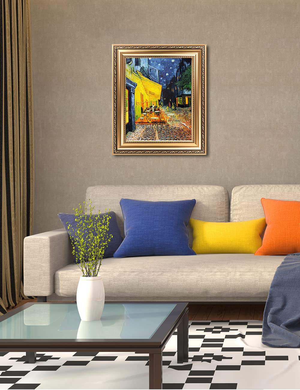 Decorarts - Cafe Terrace At Night, Vincent Van Gogh Art Reproduction. Giclee Prints Match With Golden Framed For Wall Decor. Pic