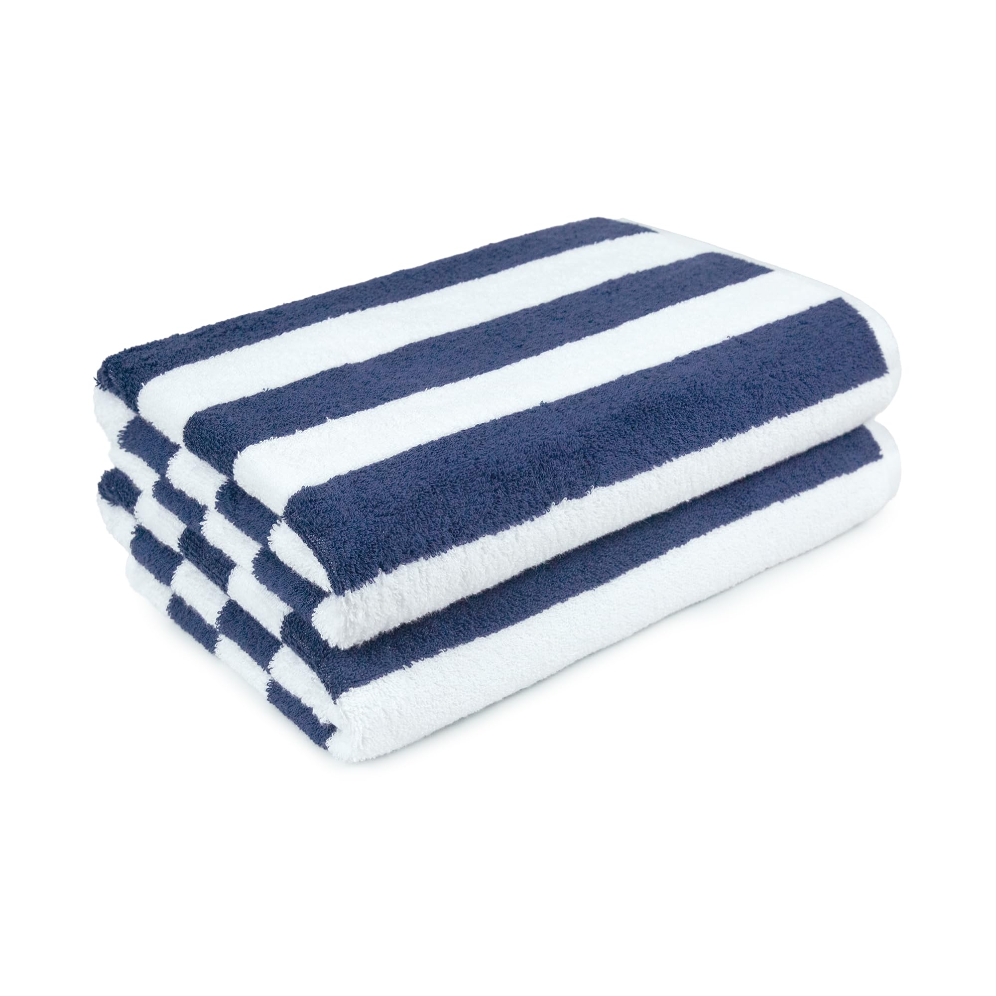 Amazon Basics cabana Stripe Beach Towel  2-Pack  Navy Blue  5984 L x 2992 W