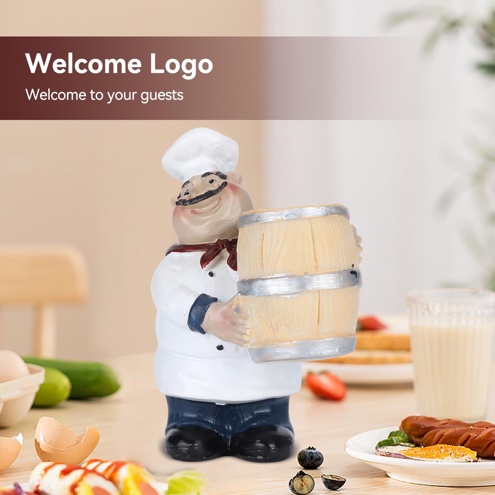 Agatige Chef Figurines Toothpick Holder, Resin Toothpick Dispenser With Italian Chef Statue For Kitchen Counter Restaurant Coffe