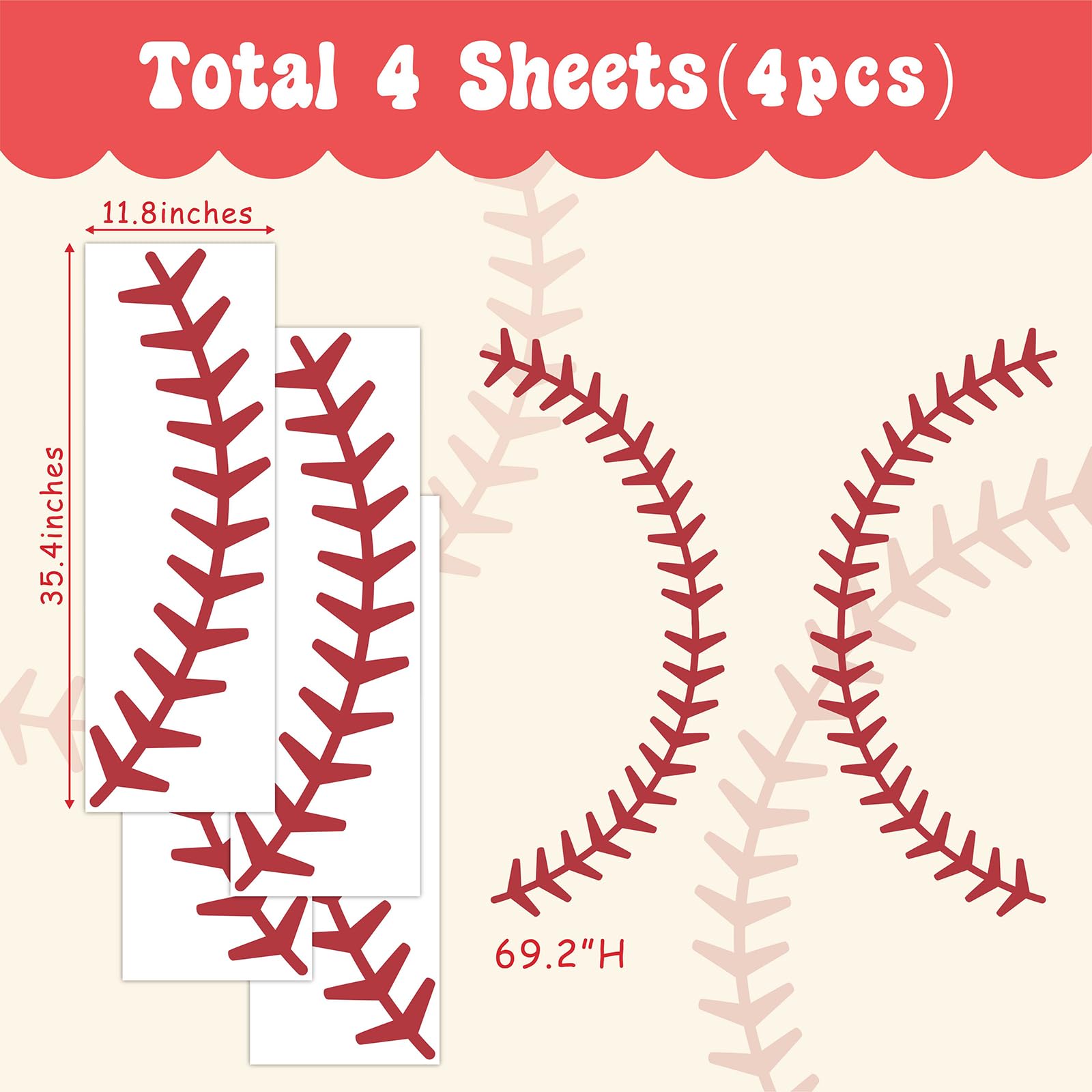 Extra Large Baseball Wall Decal Vinyl Baseball Stitches Wall Stickers Giant Baseball Lace Graphic Wall Decals Sport Art Mural Wa