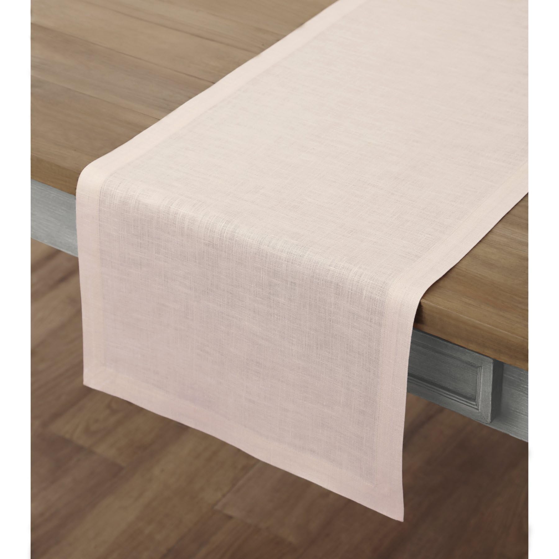 Solino Home Linen Pink Table Runner 90 Inches Long - Fete, 100% Pure Linen Dining Table Runner 14 X 90 Inch Ideal For Wedding, S