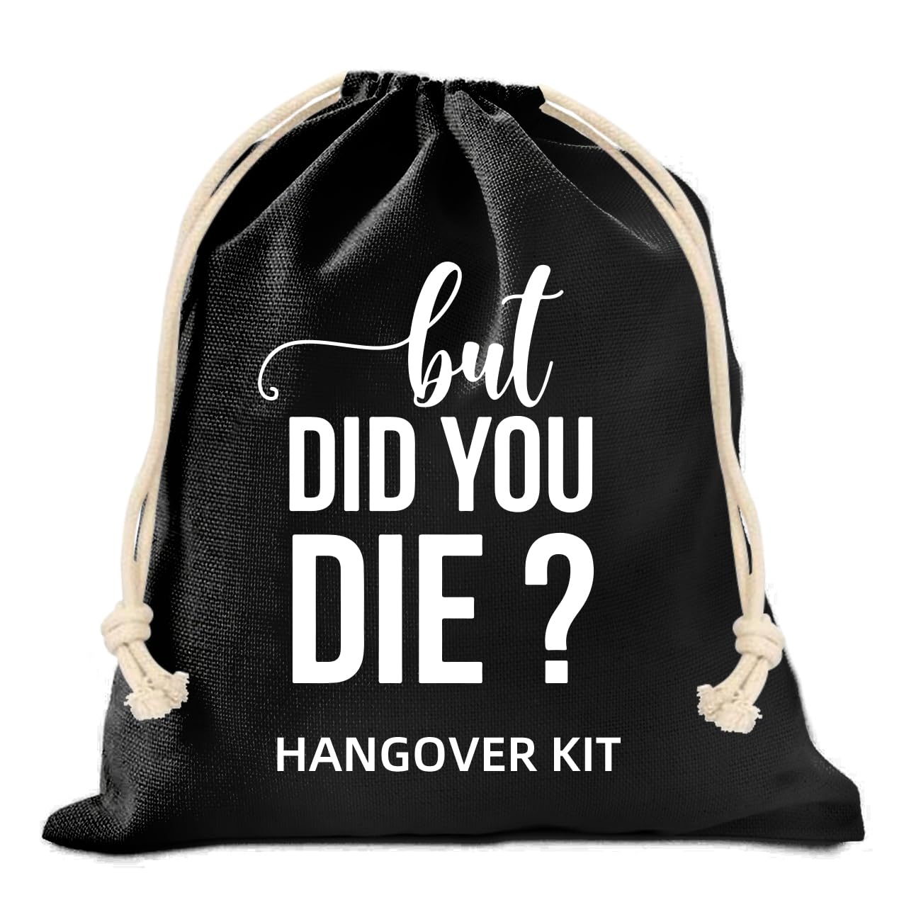 Xikainuo Set Of 10 Funny Cotton Muslin Drawstring Kit Black Bags - But Did You Die, Bachelorette Hangover Survival Kit Engagemen