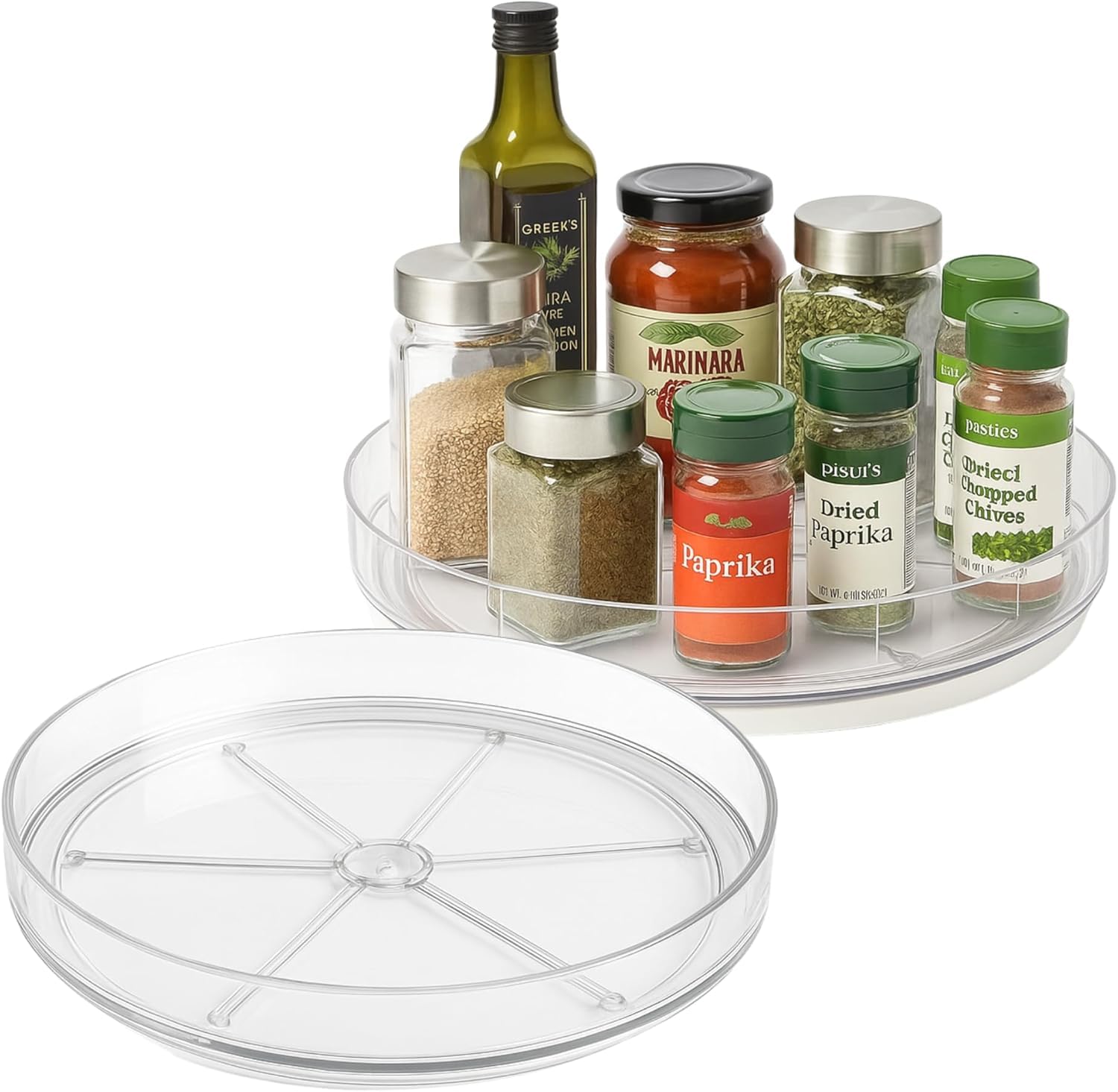 Zollyss Rotating Tray For Kitchen Organiser, 360 Rotating Lazy Susan Organiser, Spinning Tray For Kitchen Cabinets, Pantry, Spic