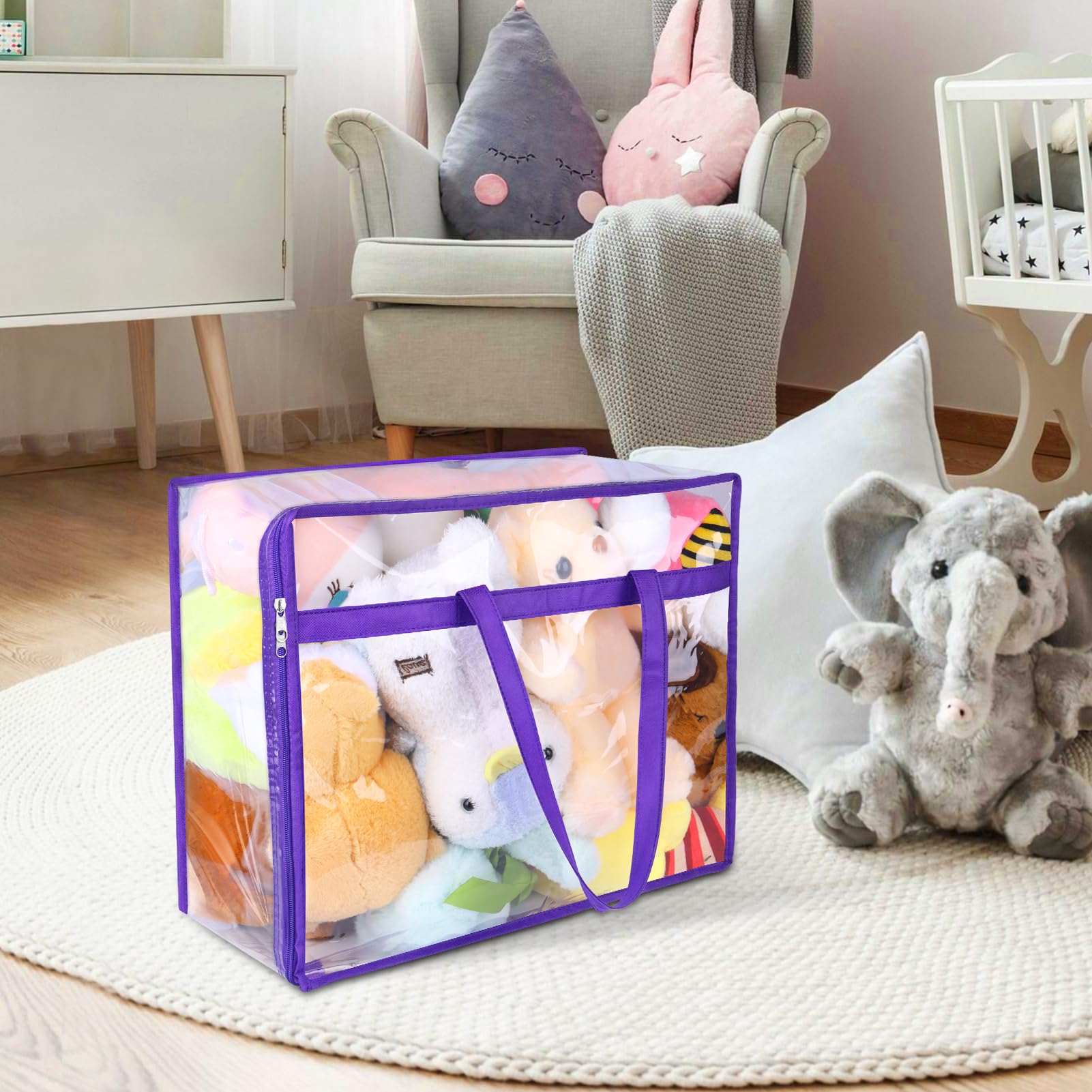 Budding Joy 6 Pack Clear Zippered Storage Bags for Clothes,40L Closet Organizers and Storage Containers Vinyl Moving Bag for Bed