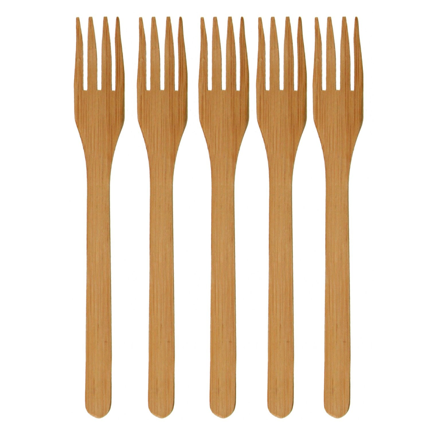 Bamboomn Premium Solid Bamboo Dinner Fork 8'' - All Natural Reusable Dinnerware - 10 Pcs