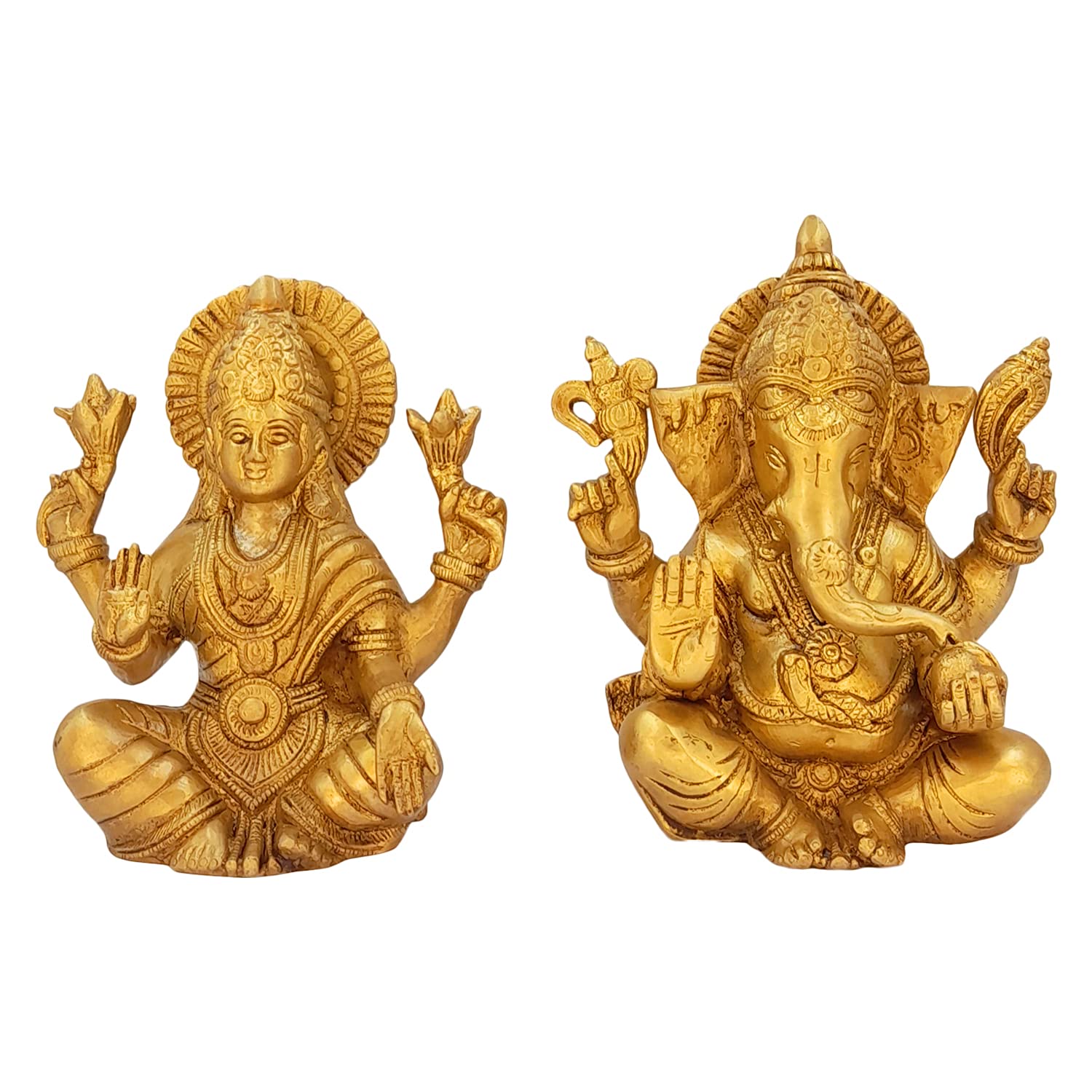 Artvarko Brass Ganesha Laxmi Ganesh Lakshmi Bhagwan Idol Sitting Statue For Home Office Success Entrance Dcor Diwali Pooja Good
