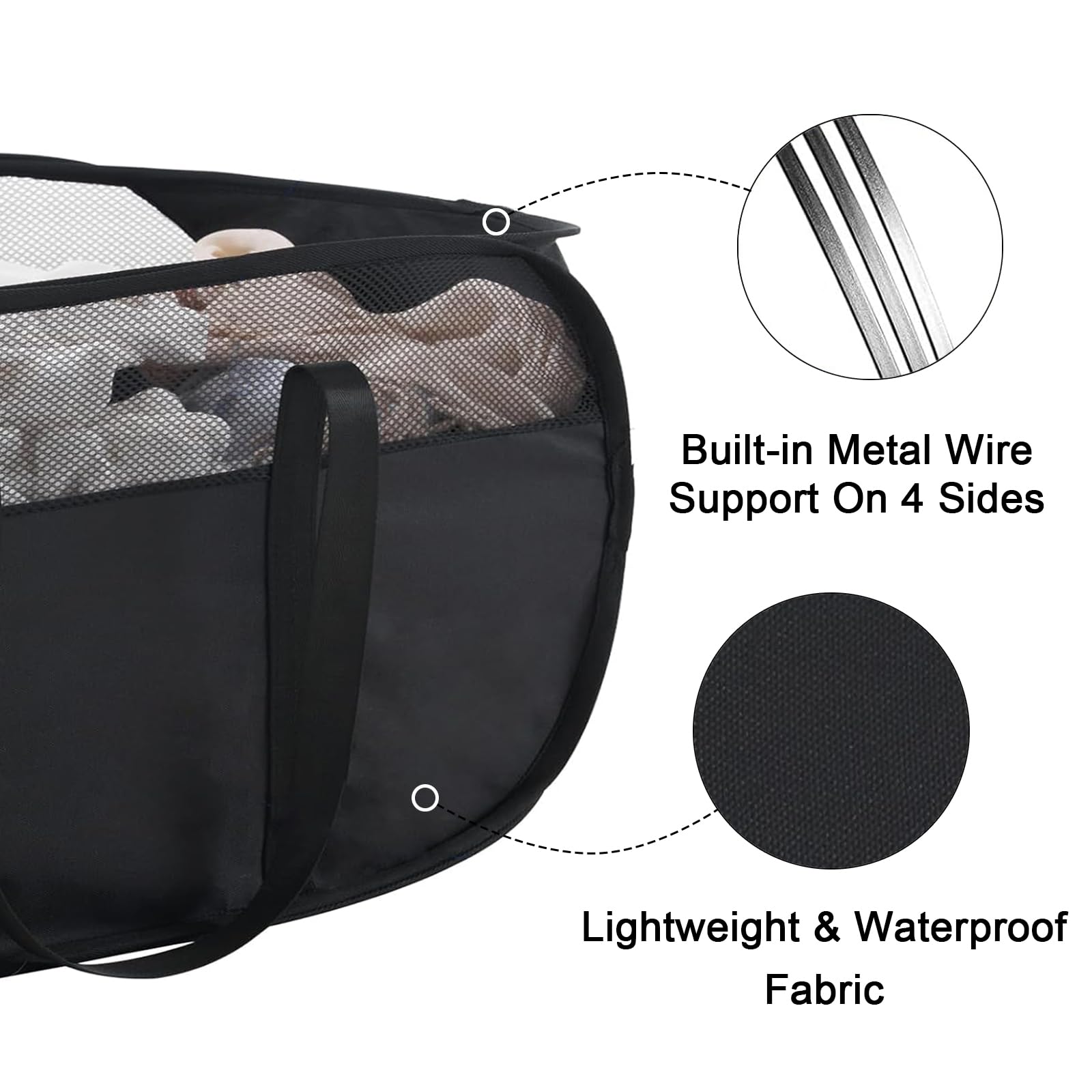 Collapsible Laundry Baskets, Pop Up Laundry Baskets With Reinforced Handles, Lightweight Foldable Laundry Basket For Laundryroom