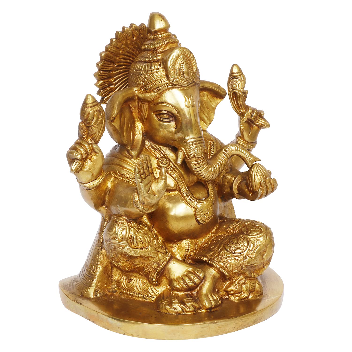 Kartique Brass Ganesh Bhagwan Idol Ganesha Statue Ganpati Murti For Home Entrance Decor Diwali Gift Height 7 Inch Gold Color