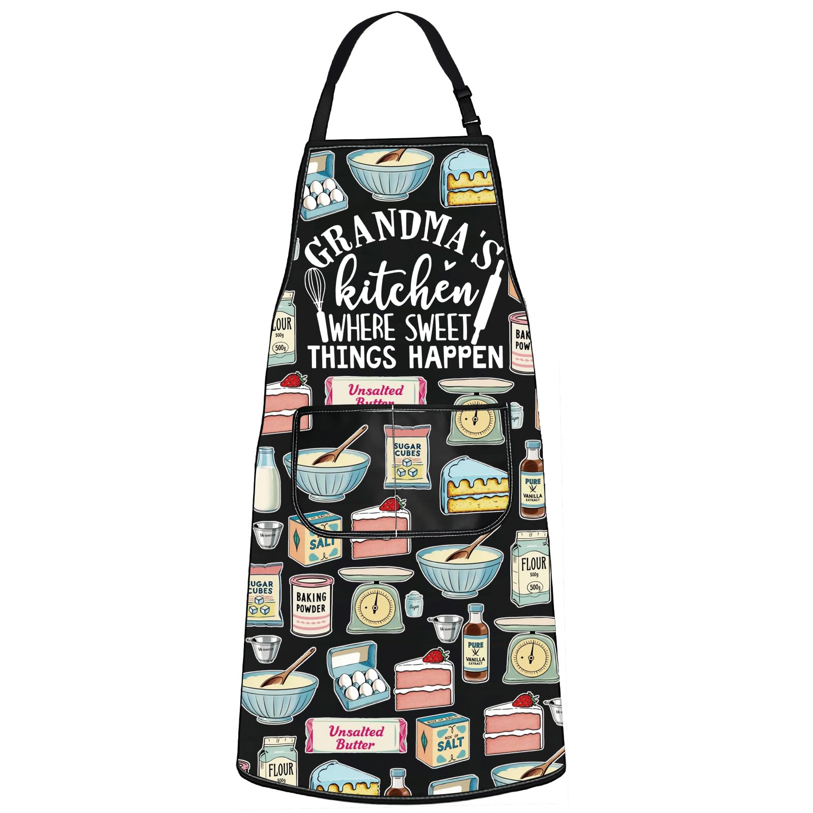 Wzmpa Grandma Dessert Baking Apron Grandma Birthday Gift GrandmaS Kitchen Where Sweet Things Happen Apron Dessert Chef Merch (G