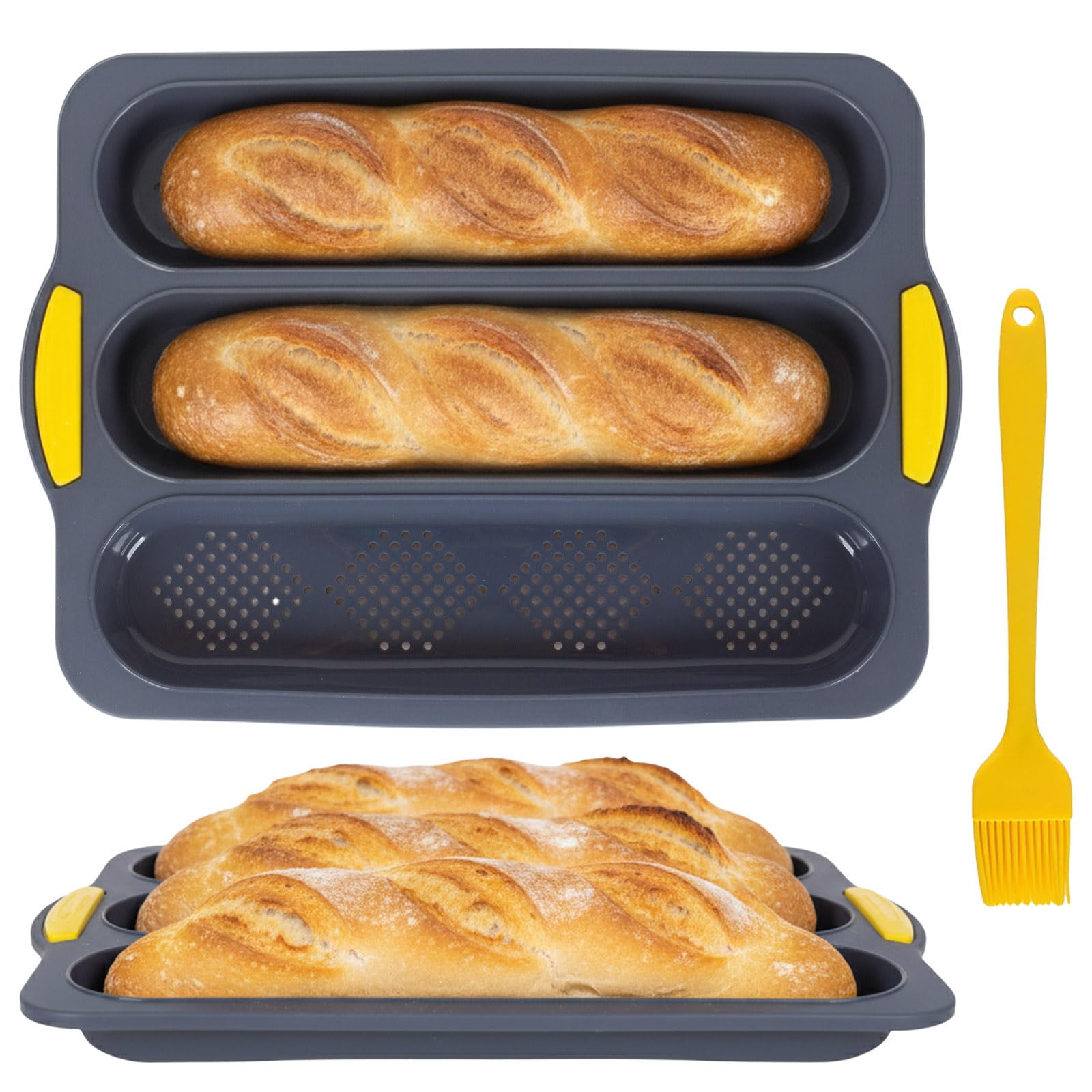 Laexepelle Silicone Bread Loaf Pan, Nonstick Sourdough Loaf Pan & Heat Resistant Baguette Bread Pan, Silicone Molds for Baking H