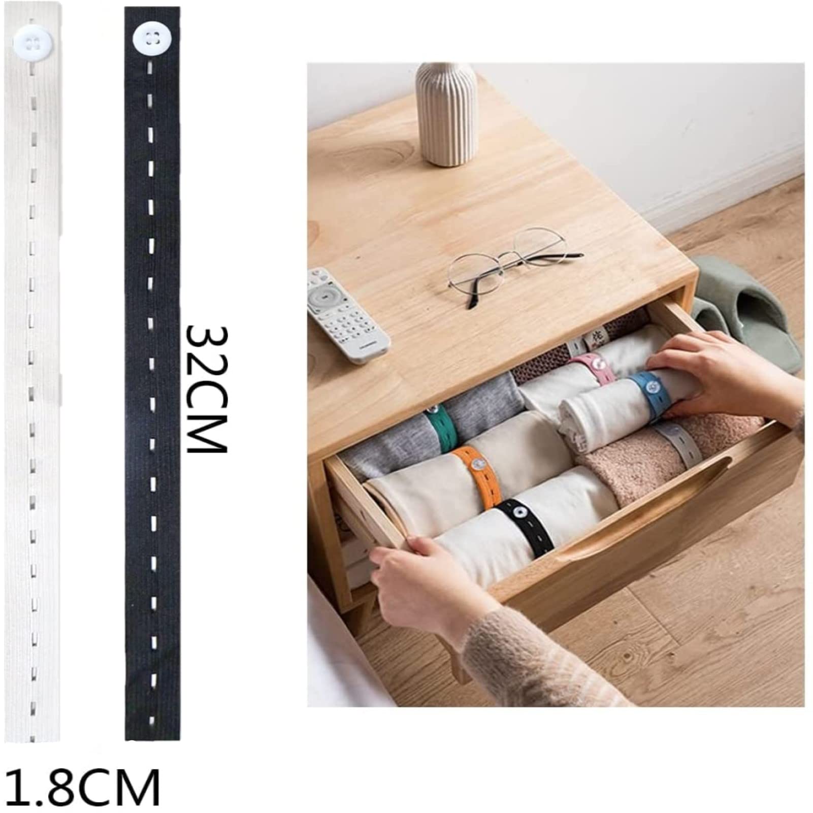 Elastic Band with Buttonholes, 20Pcs Closet Organizer for Bed Sheet, Clothes Organization System for Drawer, Blanket Storage Ban
