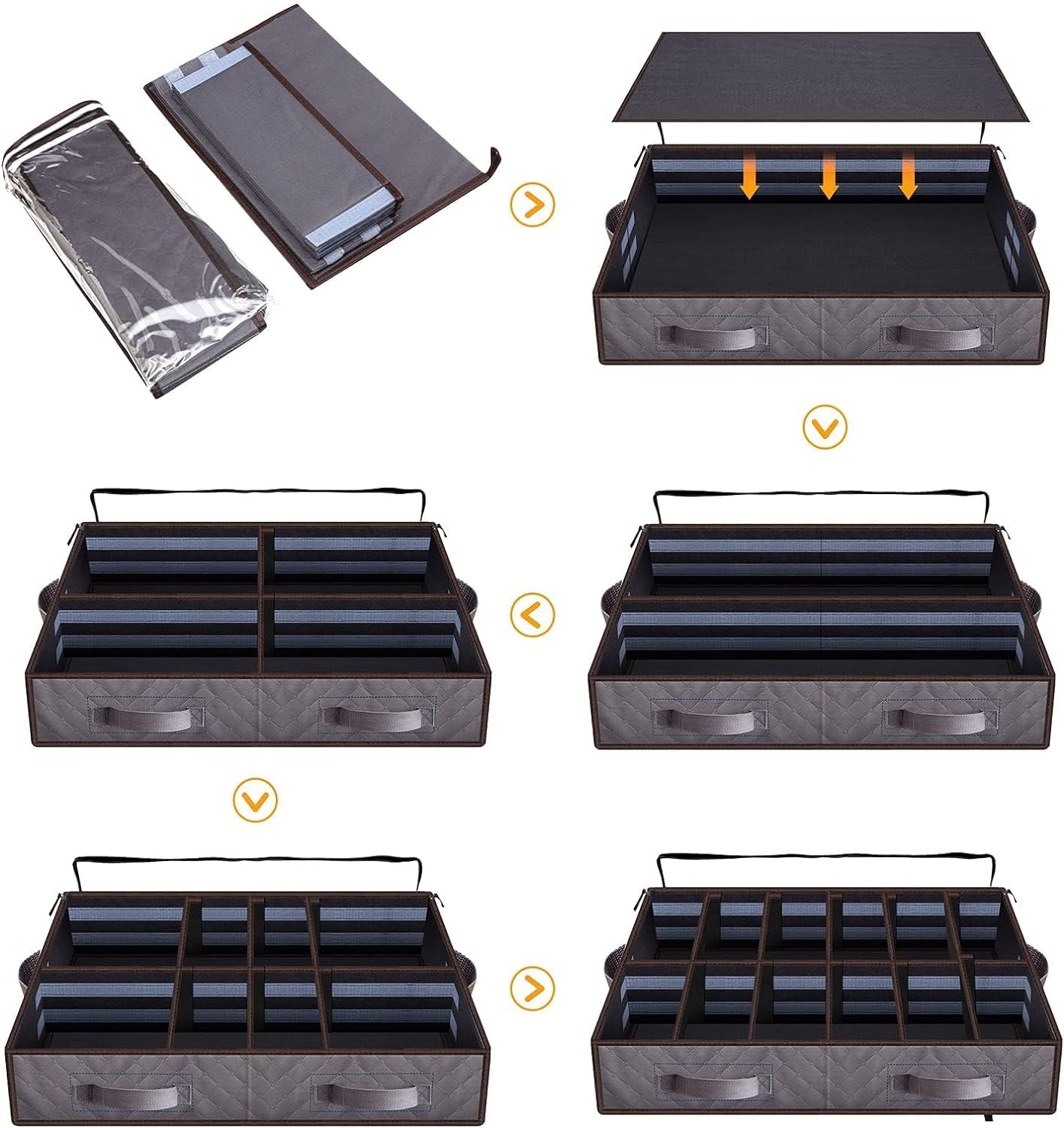 Anyoneer Under Bed Shoe Storage Organizer, Set of 2, Sturdy Structure, Adjustable Dividers, Reinforced Handle, Sturdy Zipper, Un