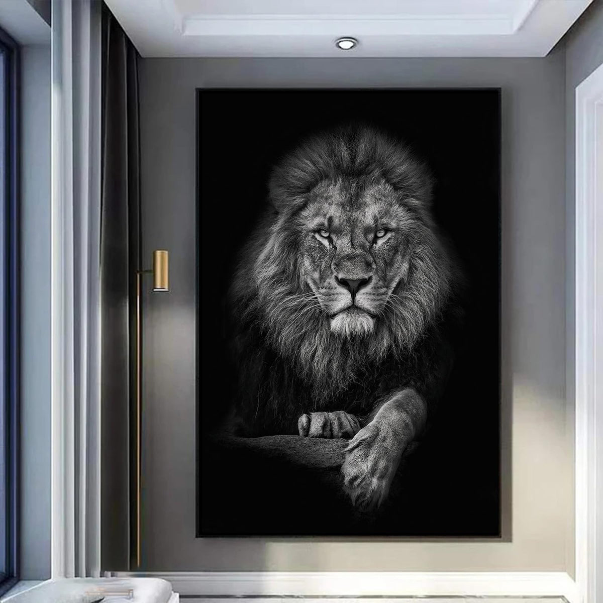 Black And White Lion Canvas Wall Art Animal Prints Portraits Lion Head Wall Art Painting Black And White Animal Posters Lion Por