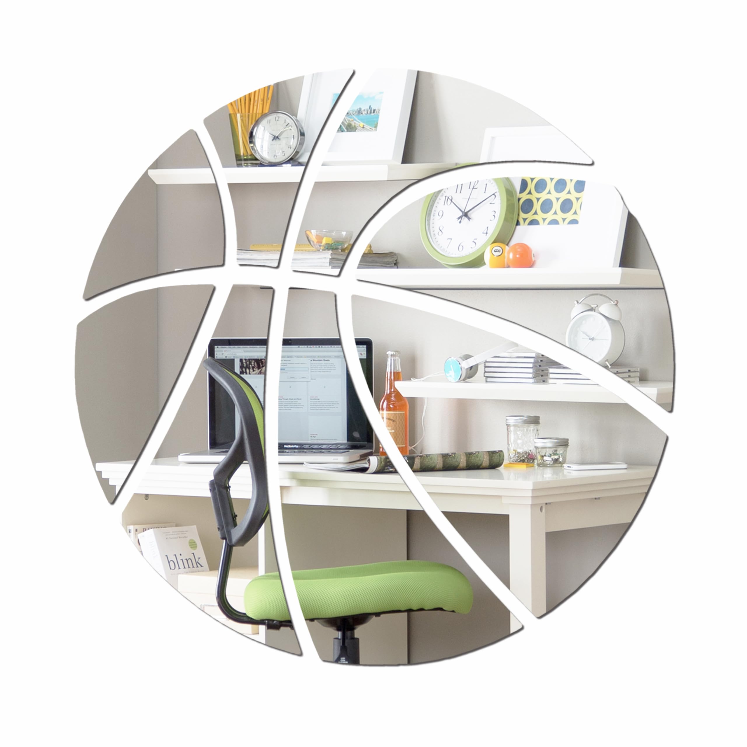 Odottaa, Sports Theme Basketball Shaped Acrylic Mirror Art Sticker For Wall Decor For Boys Bedroom, Dressing Room, Wardrobe, Doo