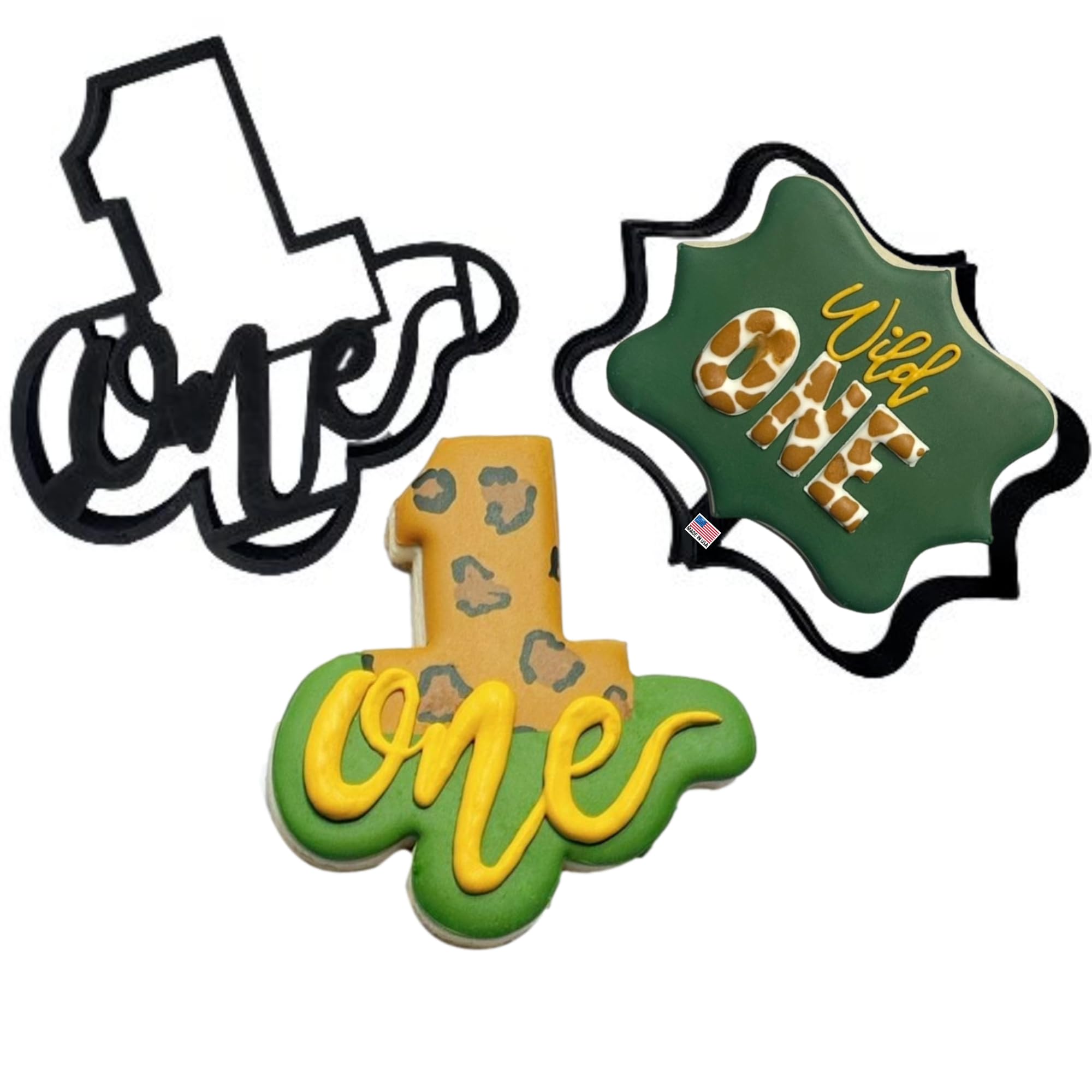 Number One Cookie Cutter With Plaque One Year Baby Toddler Birthday Number With Word And Decorative Plaque Cookie Cutters (2 Pac