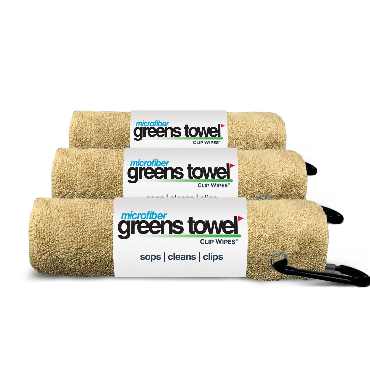 Greens Towel Desert Sand 3 Pack Golf Towel Set For Golf Bags With Clip, Plush Microfiber Nap Fabric, 16X16, The Original