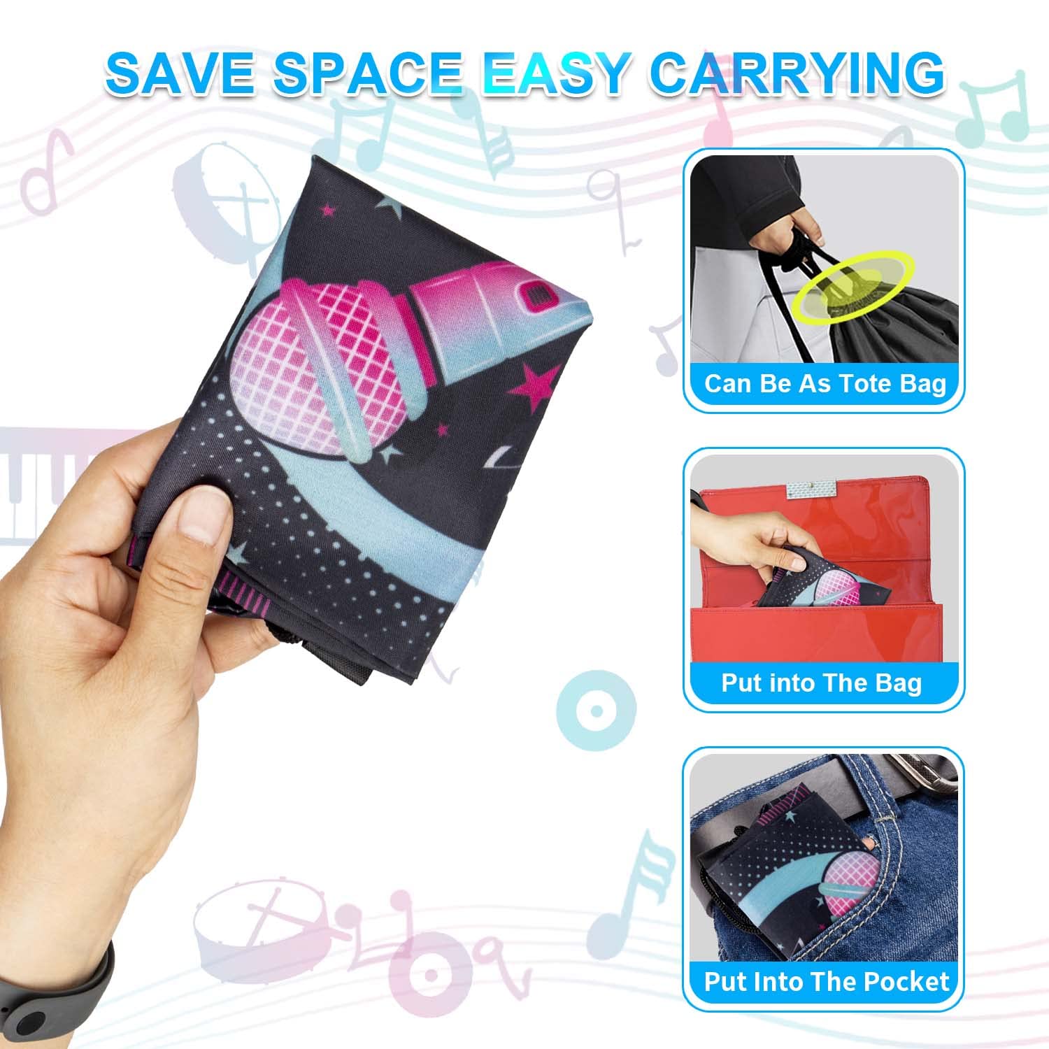 12 Pack Music Party Supplies Favor Drawstring Bags for Kids' Birthday  Boys Girls Music Tiktok Drawstring Backpack Bag as Loot and Goodie bags for Gifts  Treat  Candy  School  Travel or Birthday Party