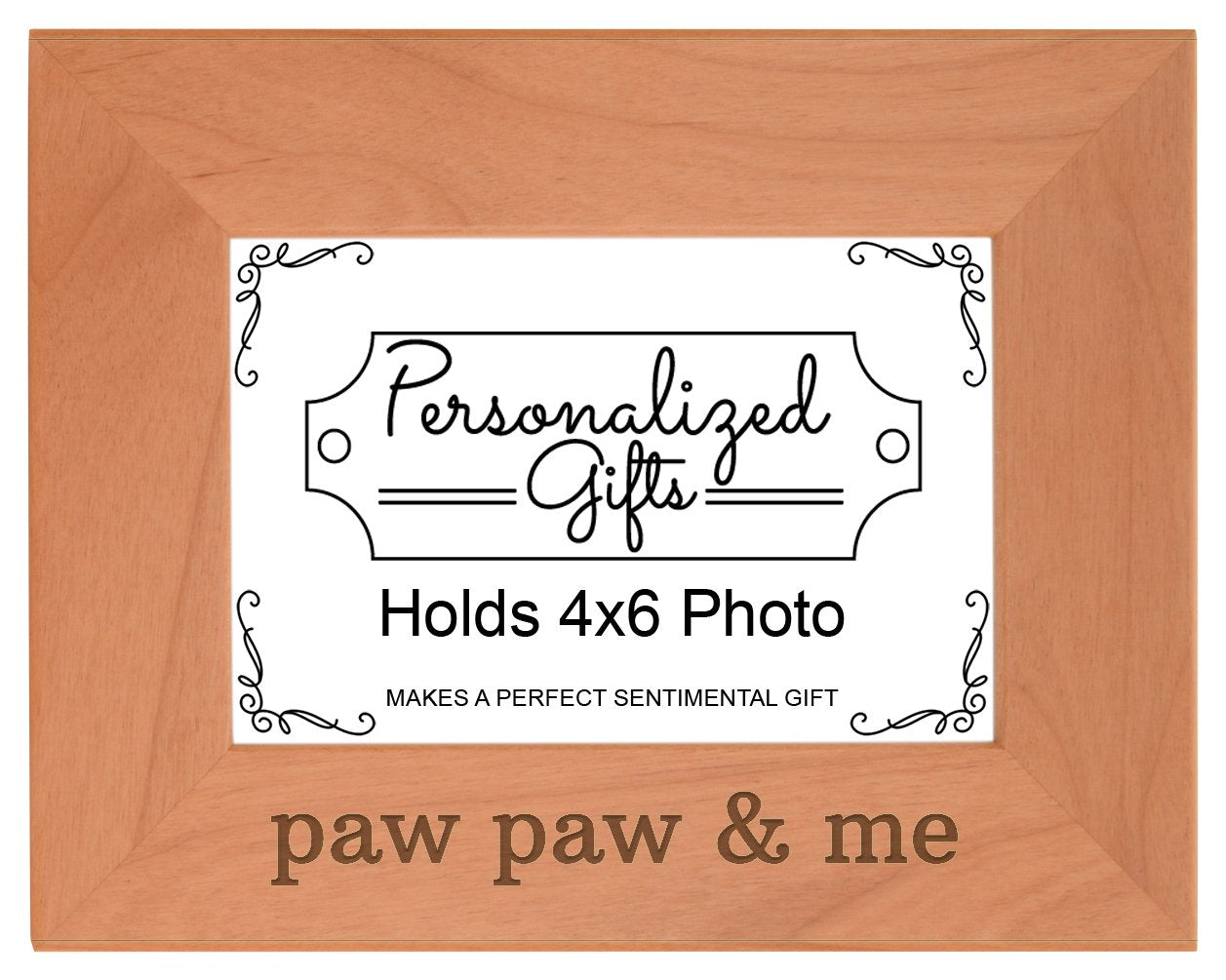 Personalized Gifts Grandpa Gift Paw Paw and Me Grandchild Natural Wood Engraved 4x6 Landscape Picture Frame Wood